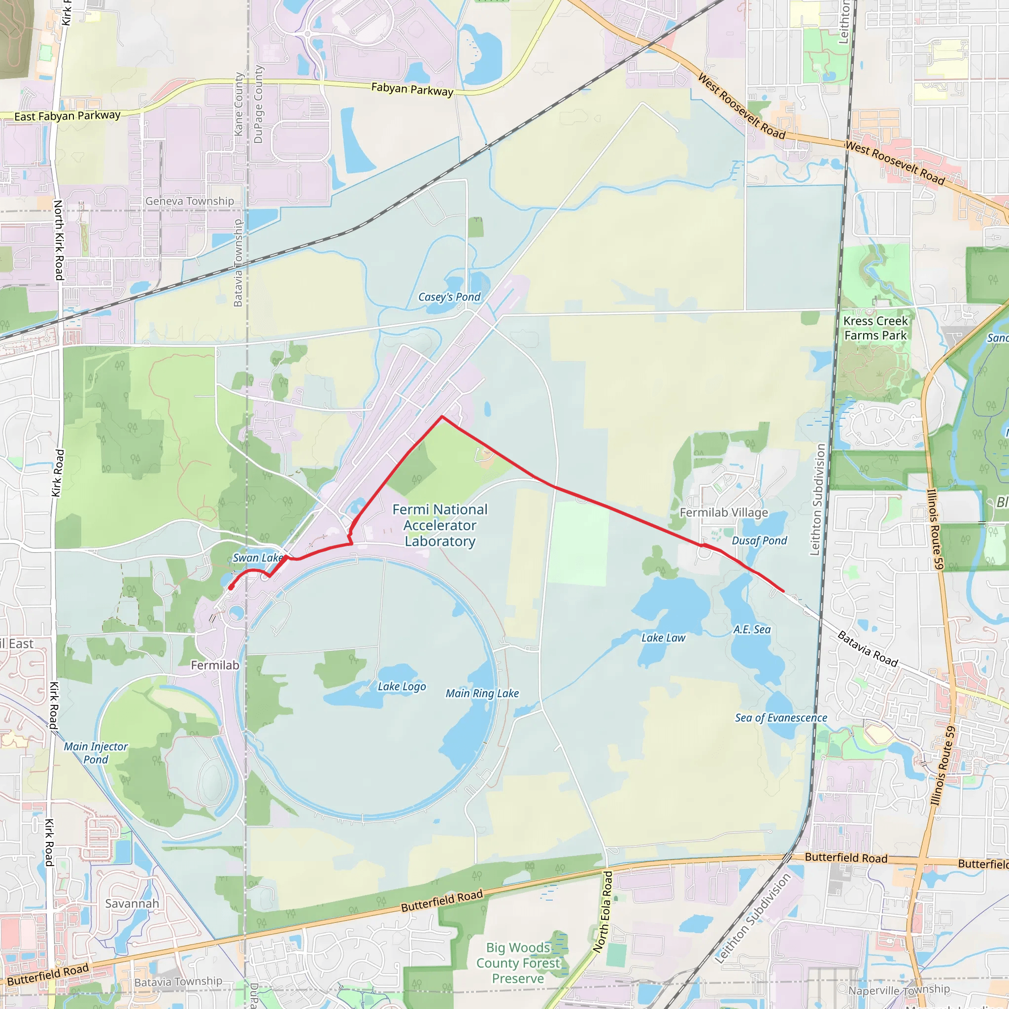 Batavia Road and Swan Lake mobile static map