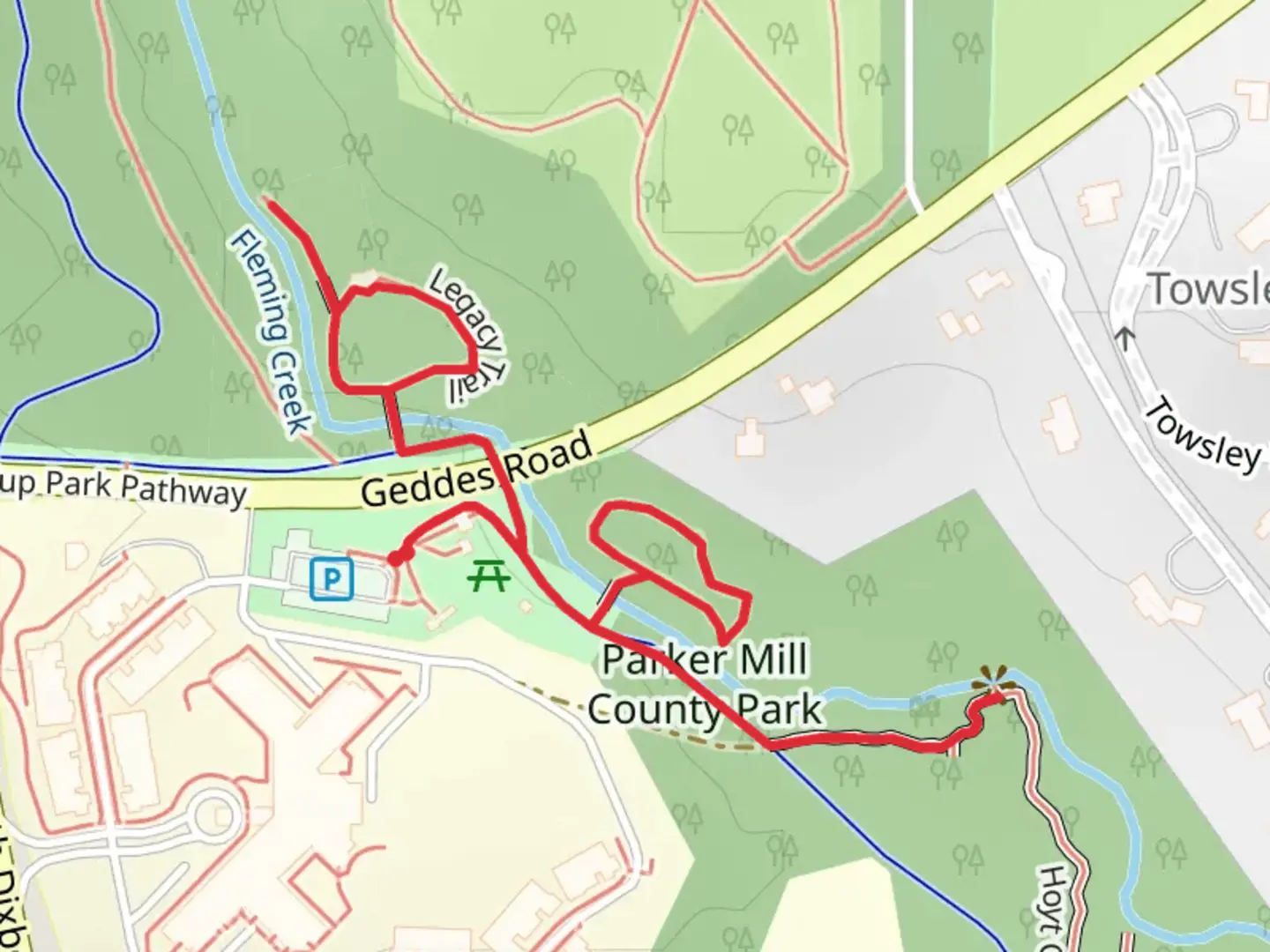 An image depicting the trail Gallup Park Pathway and its surrounding area.