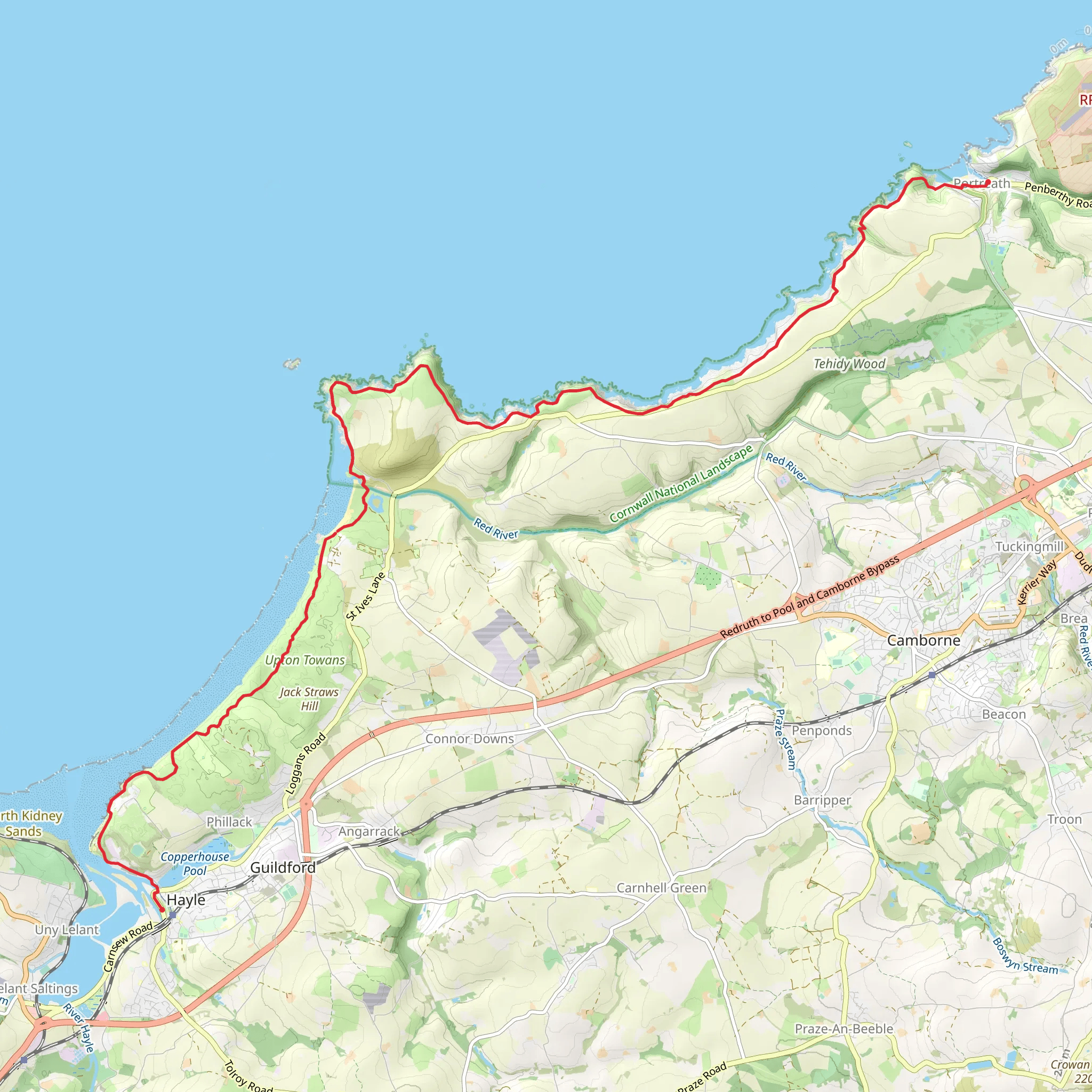 Portreath to Hayle Walk mobile static map