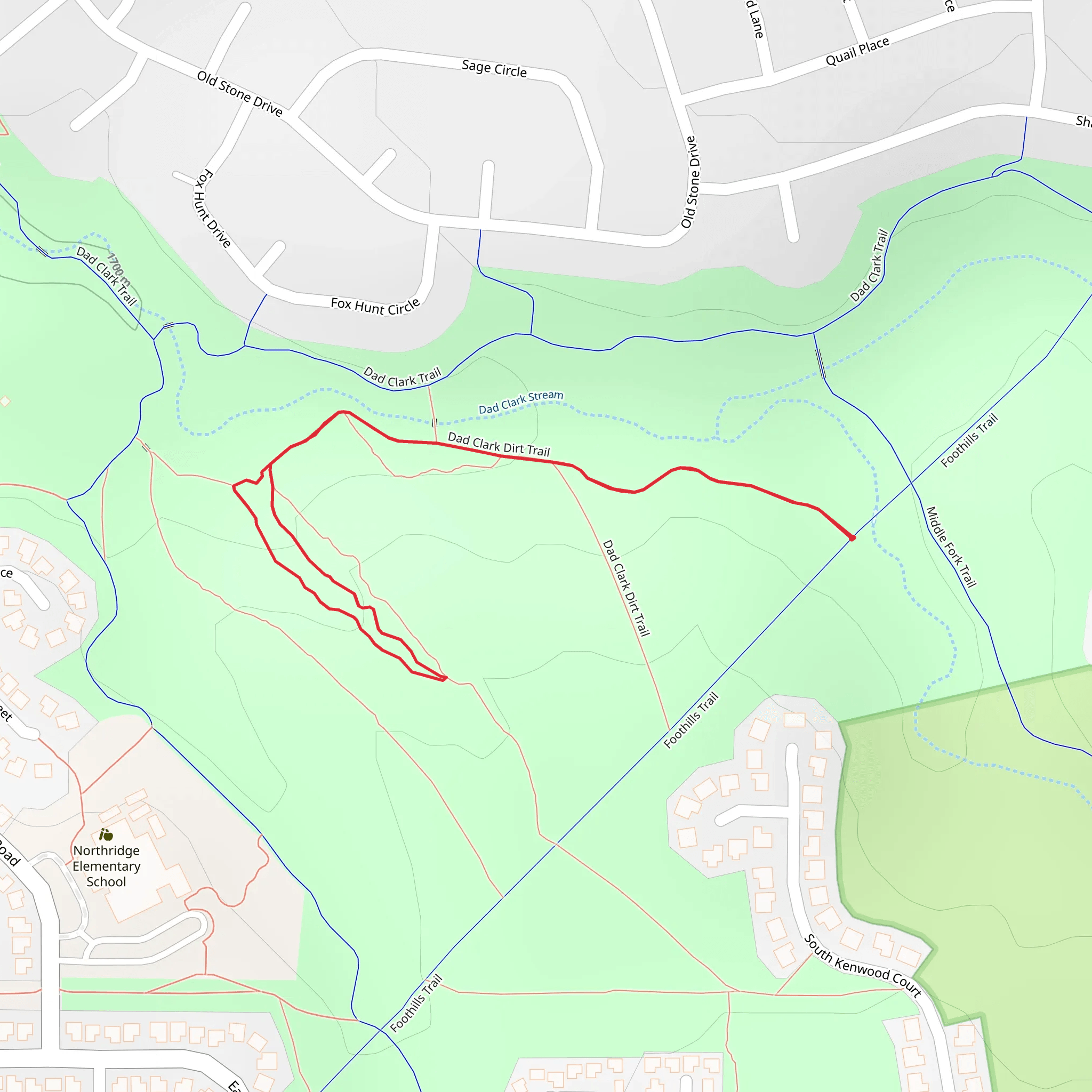 Dad Clark Dirt Trail Out and Back mobile static map