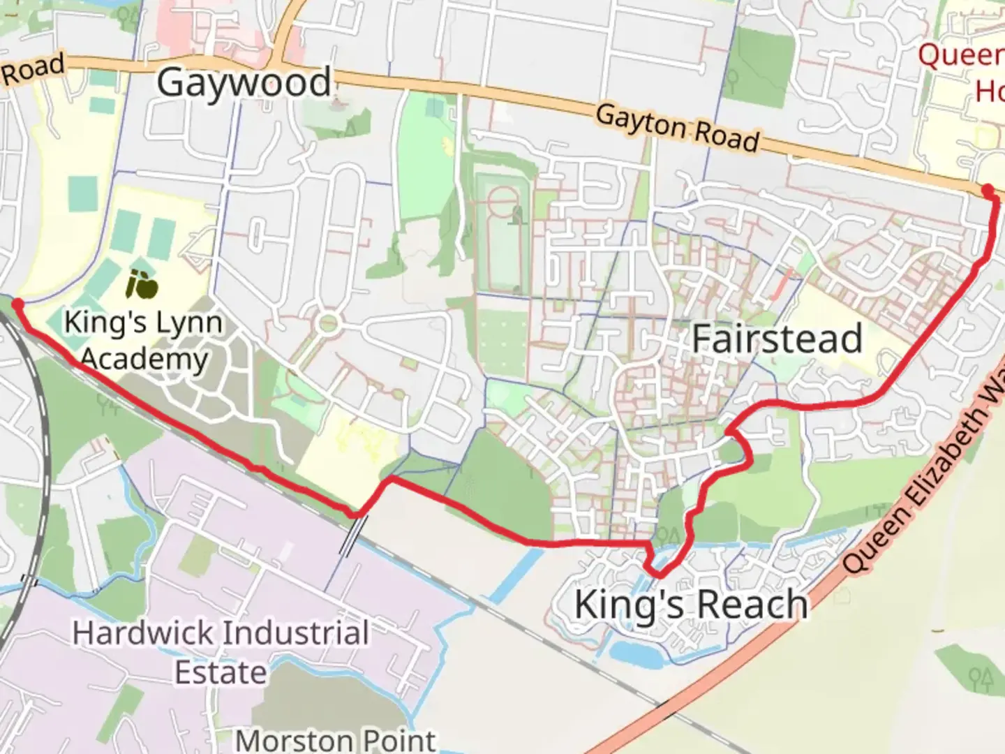 An image depicting the trail Swaffham Belt Path and The Rookery Way and its surrounding area.