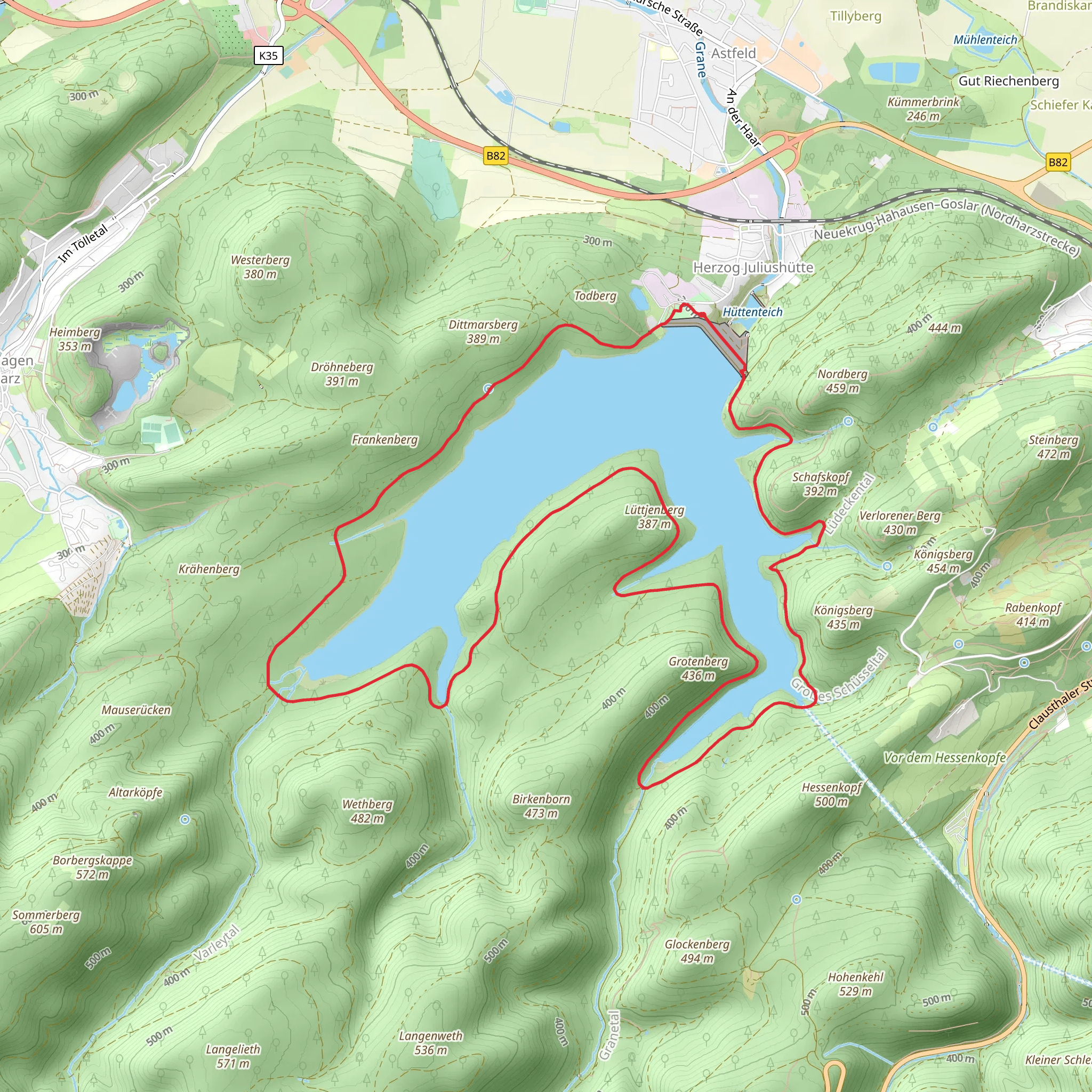 Granetalsperre via Harzklub Weg mobile static map