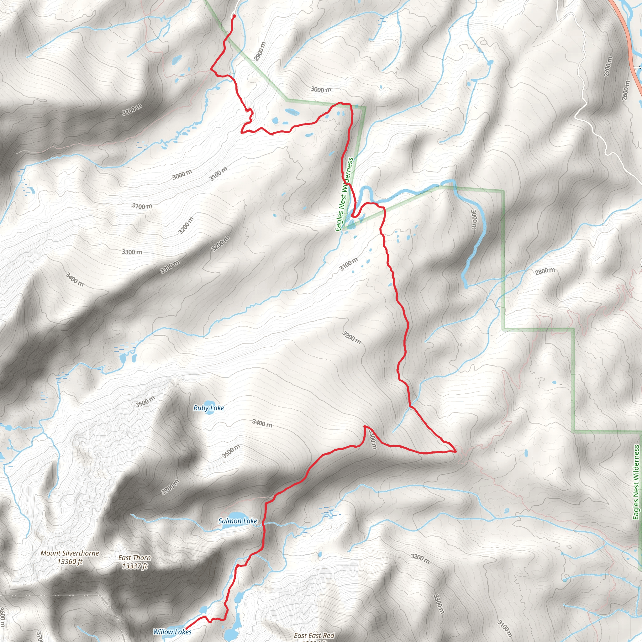 Willow Lakes and Salmon Lake via Gore Range Trail mobile static map