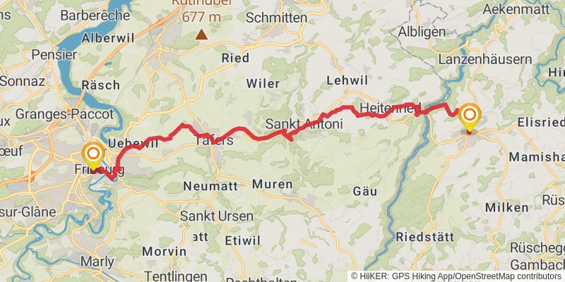 Camino Müstair-Geneva via Interlaken stage 28 Map