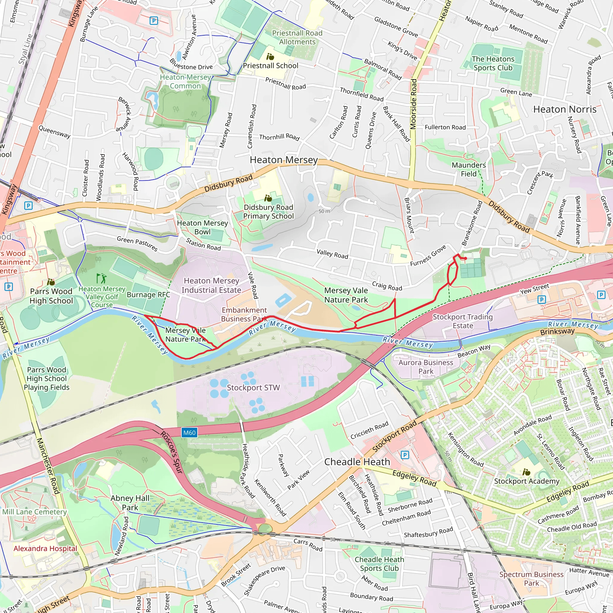 Mersey Vale Nature Park Loop mobile static map