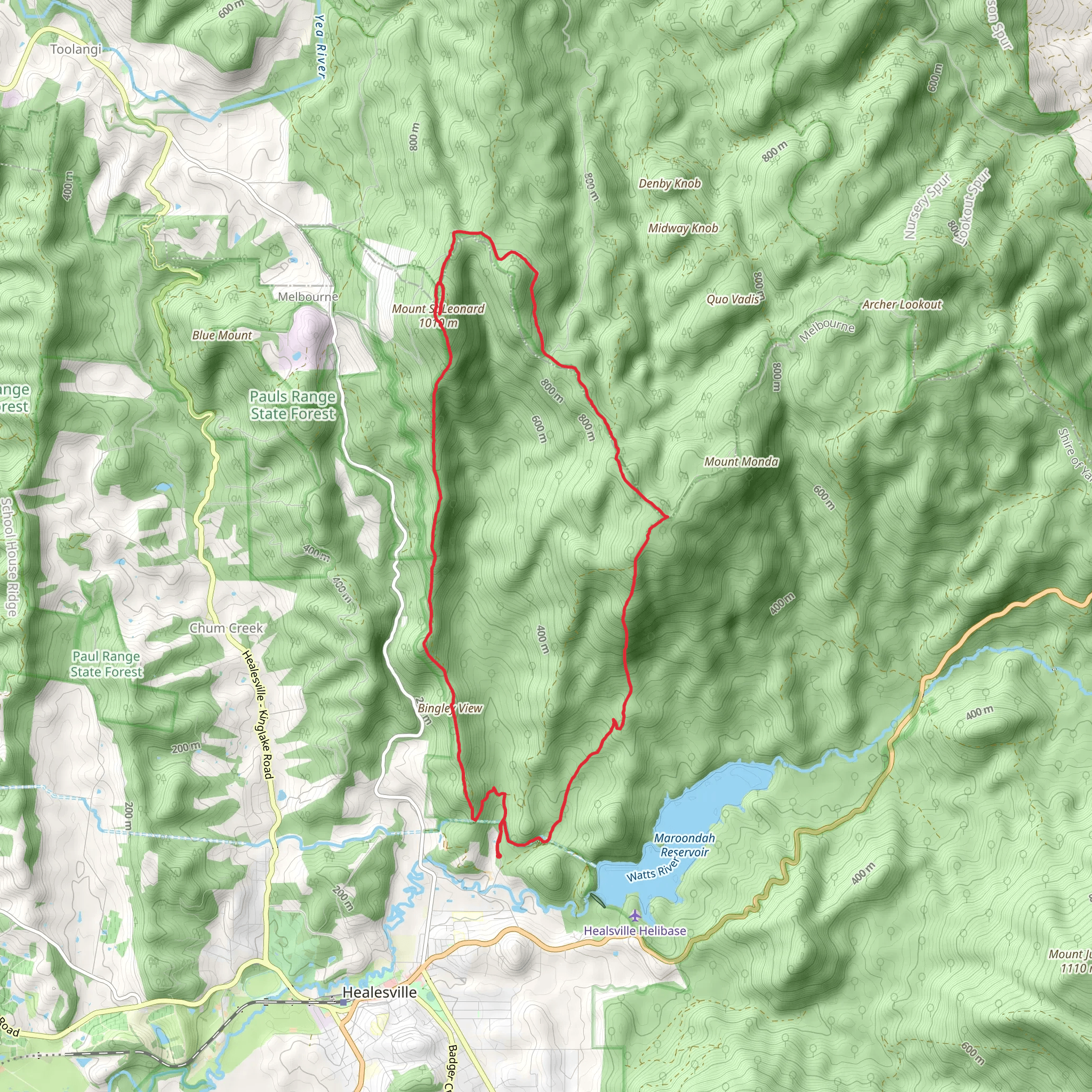 Donnellys Weir - Mt St Leonard Trail mobile static map