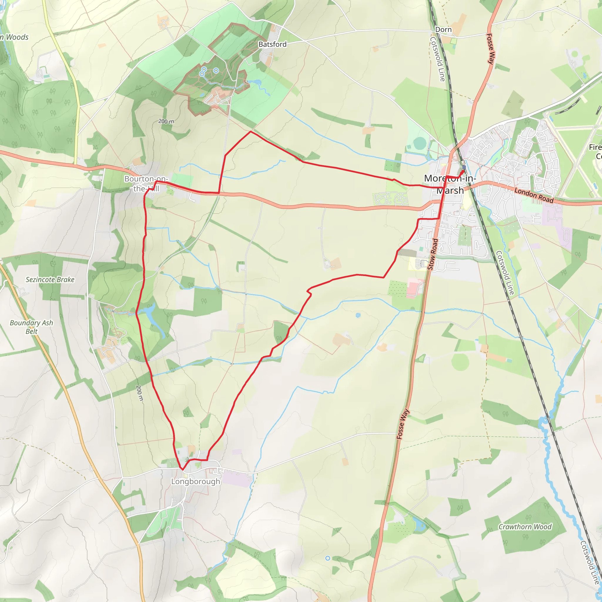 Bourton on the Hill and Heart of England Way mobile static map
