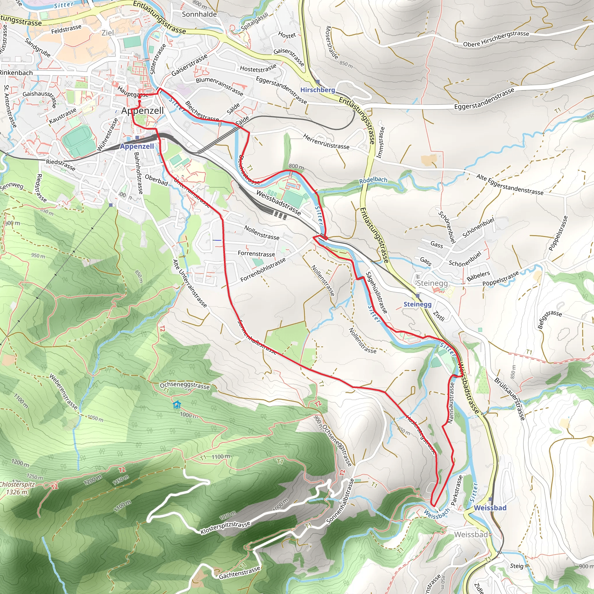 Appenzeller Rundweg Loop Trail mobile static map