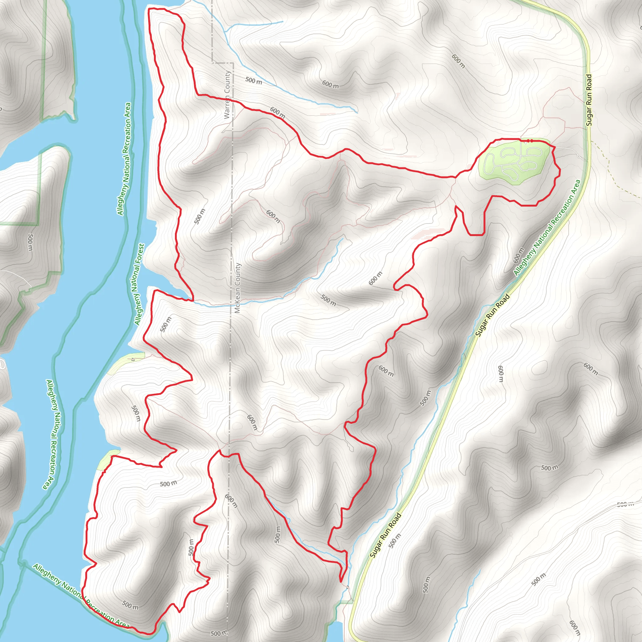 Tracy Ridge and Allegheny Reservoir Loop mobile static map