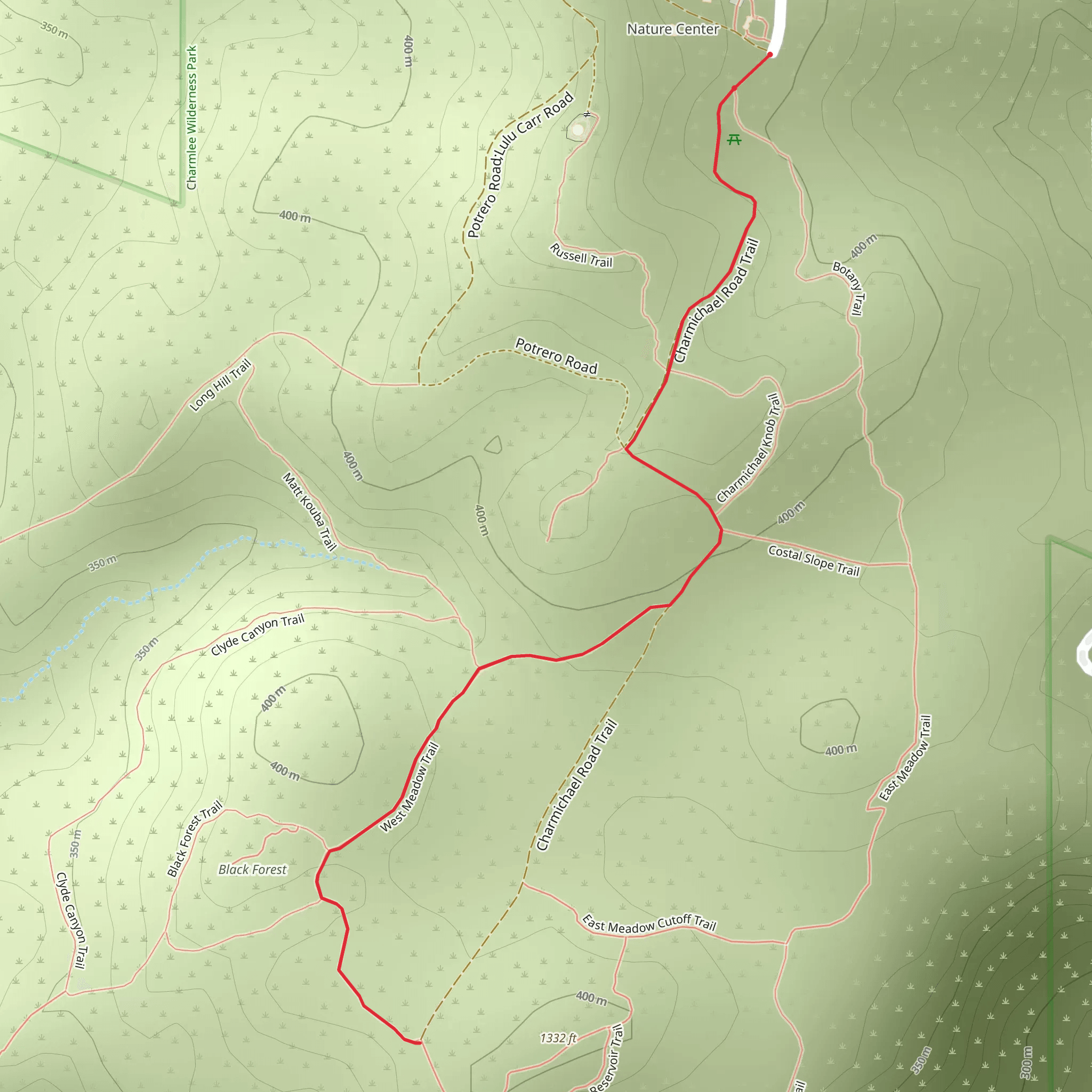 West Meadow Trail via Carmichael Road Trail mobile static map
