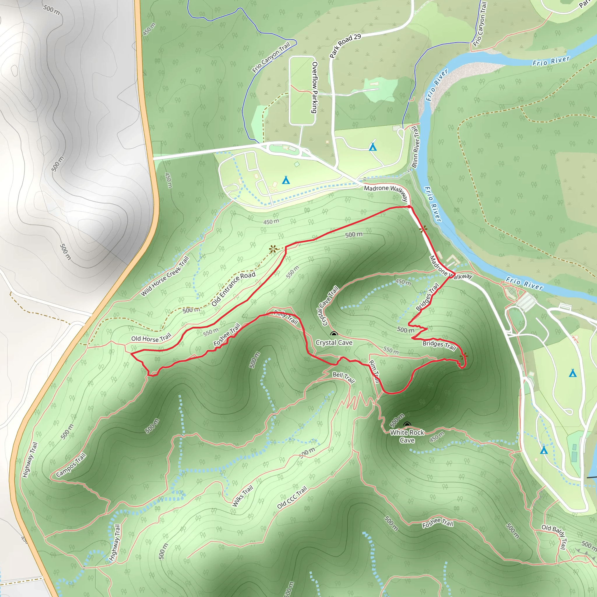 Old Horse, Foshee and Bridges Loop Trail mobile static map