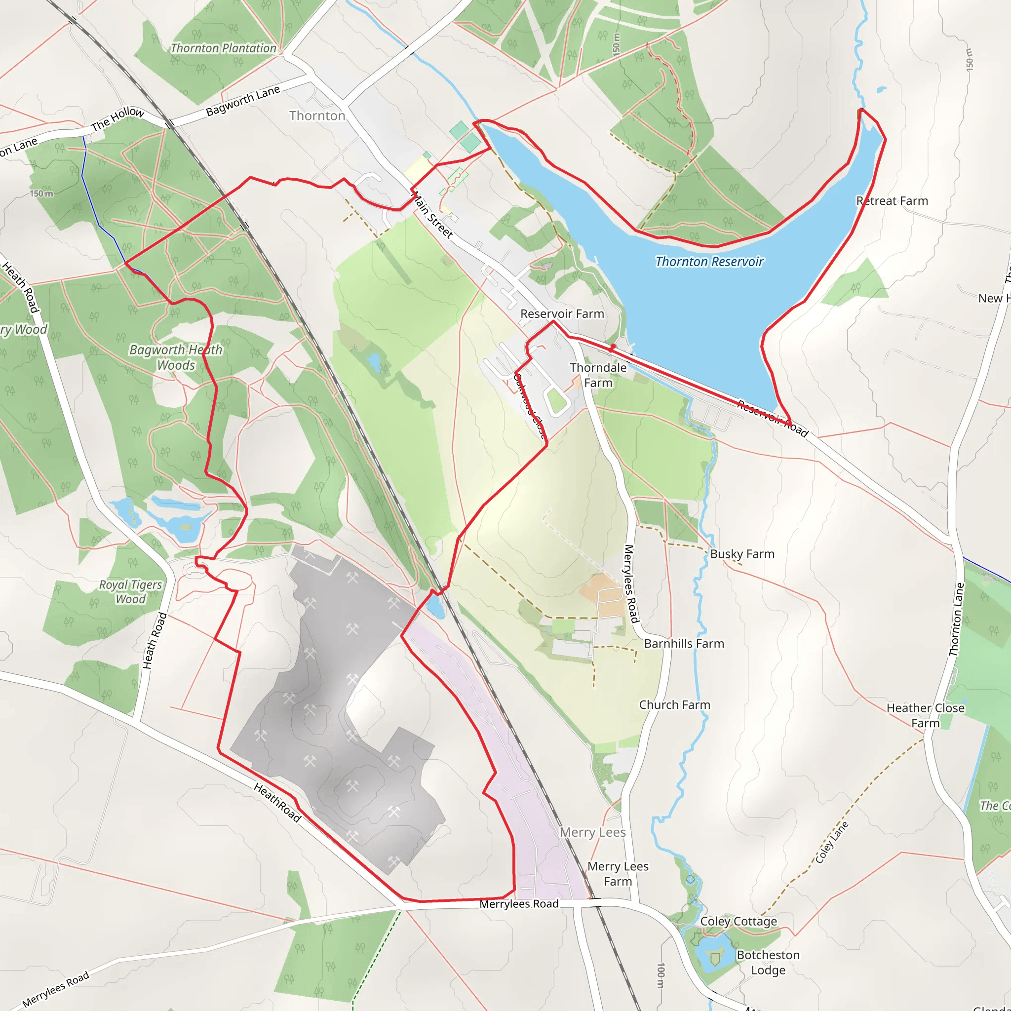 Thornton Reservoir and Bagworth Heath Woods Loop mobile static map