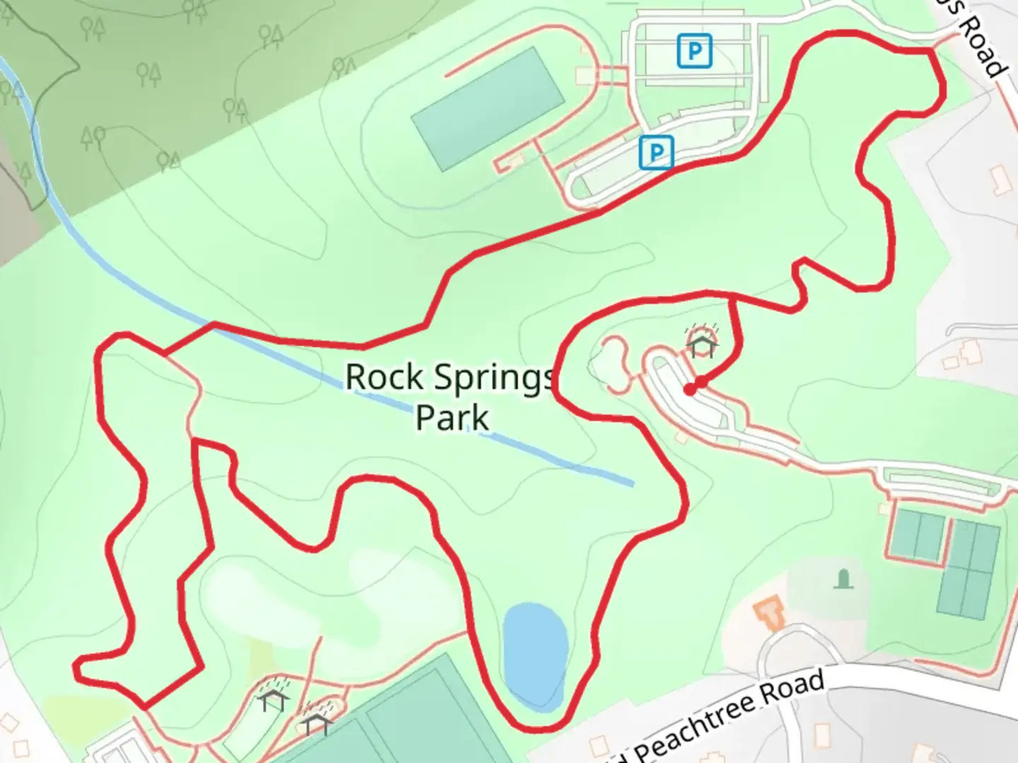 An image depicting the trail Rock Springs Park Loop and its surrounding area.