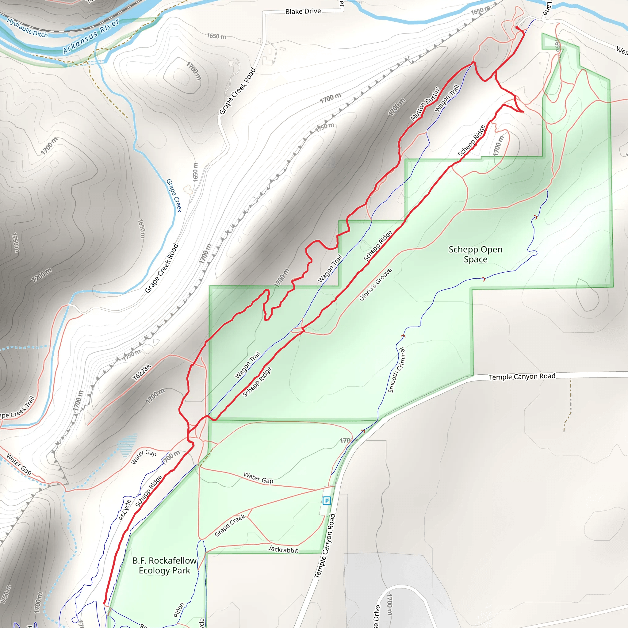 Wagon, Schepp Ridge and Mutton Bustin' Loop Trail mobile static map