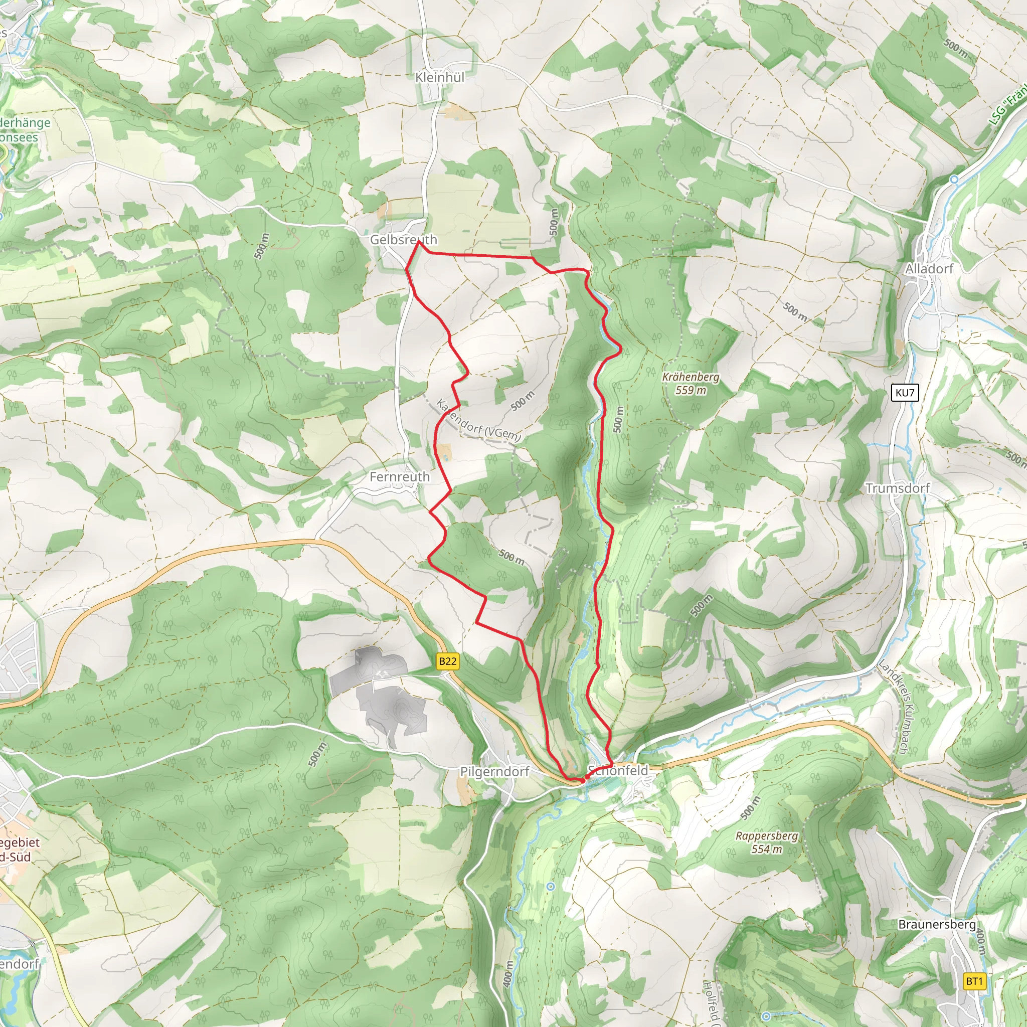 Wonsee Erbachtal Wanderweg and Plankenfels Sanspareil mobile static map