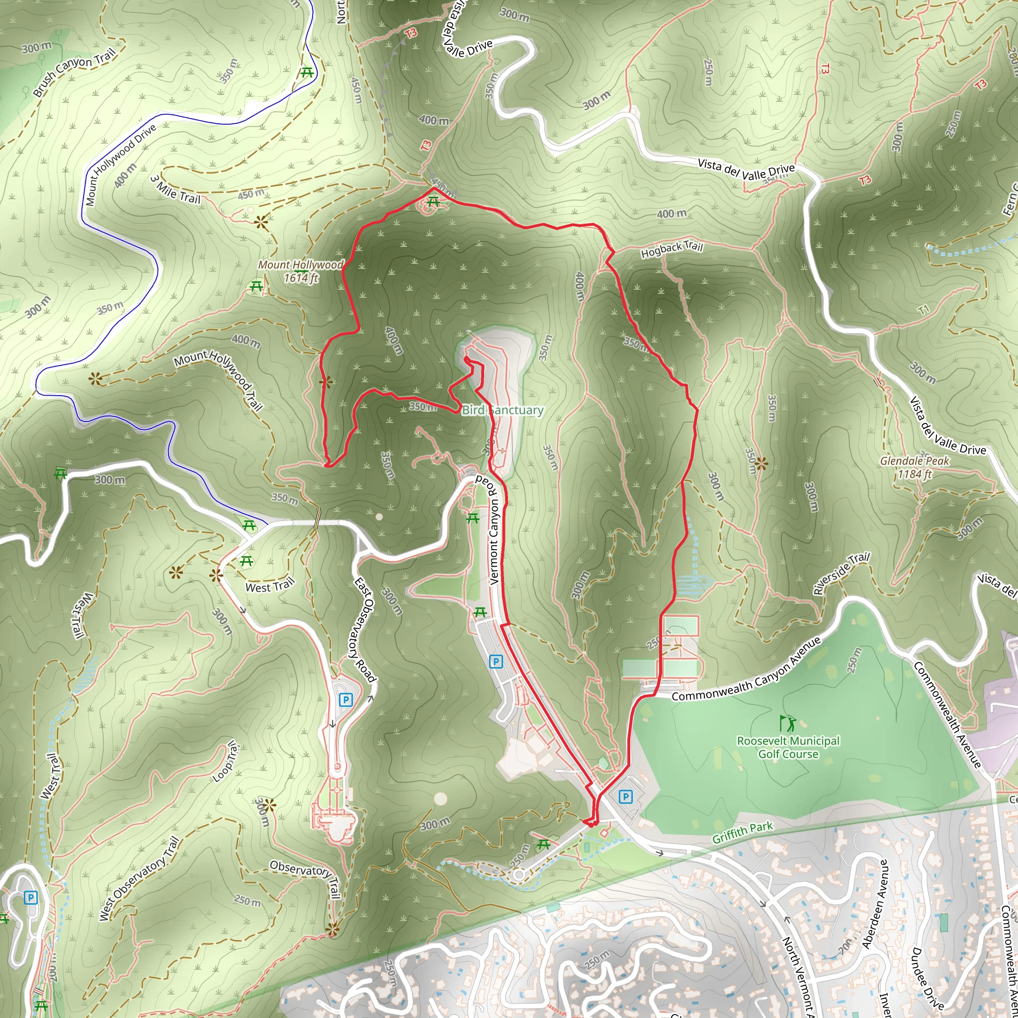 Hogback Trail and Mount Hollywood Trail mobile static map