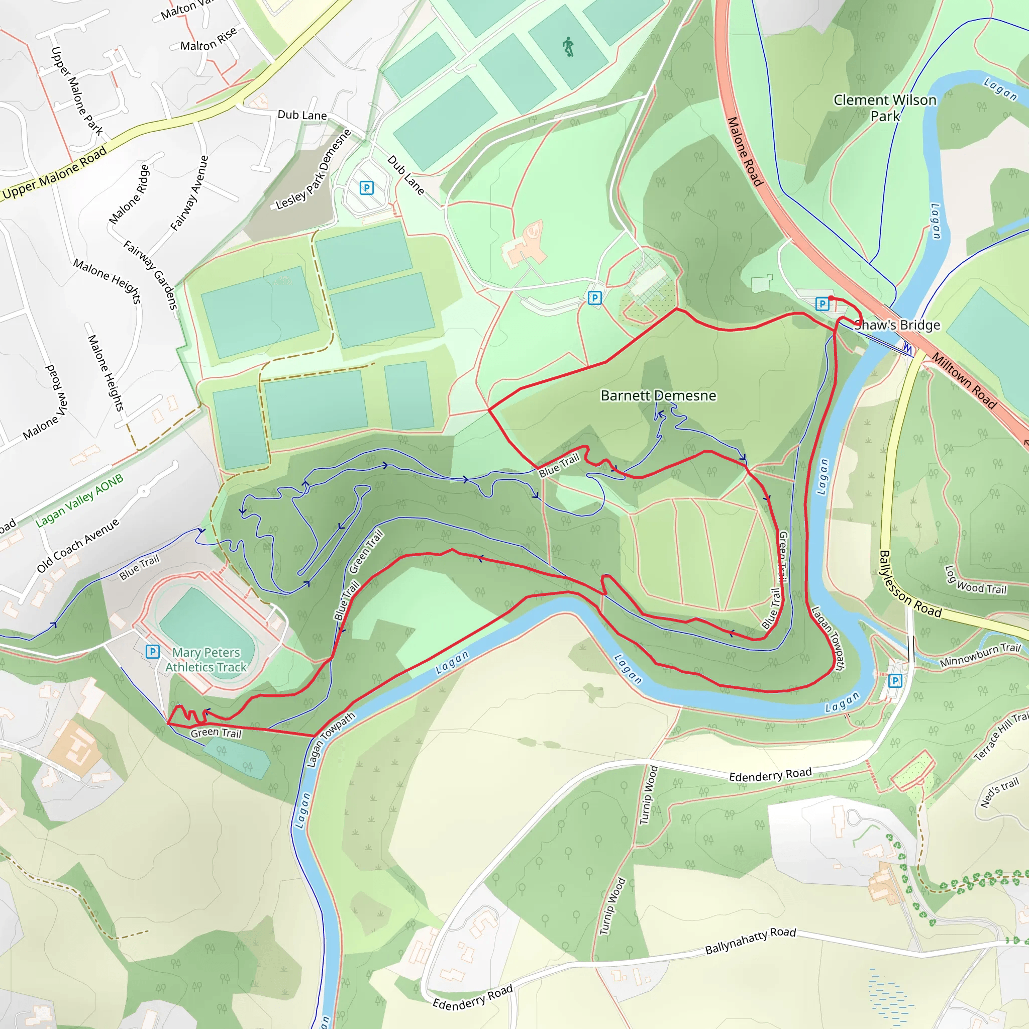 Lagan Valley Regional Park Loop mobile static map