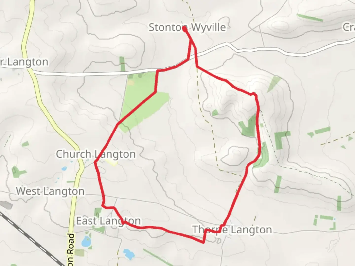 An image depicting the trail Stonton Wyville to Thorpe Langton Loop and its surrounding area.