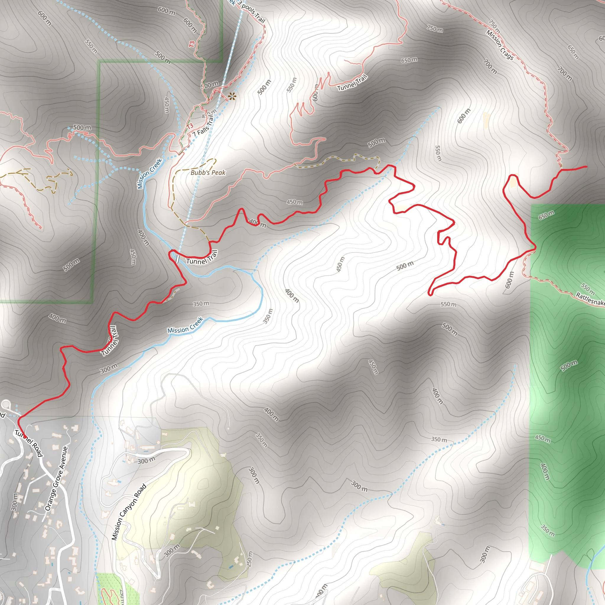 Mission Canyon Catway and Tunnel Trail mobile static map