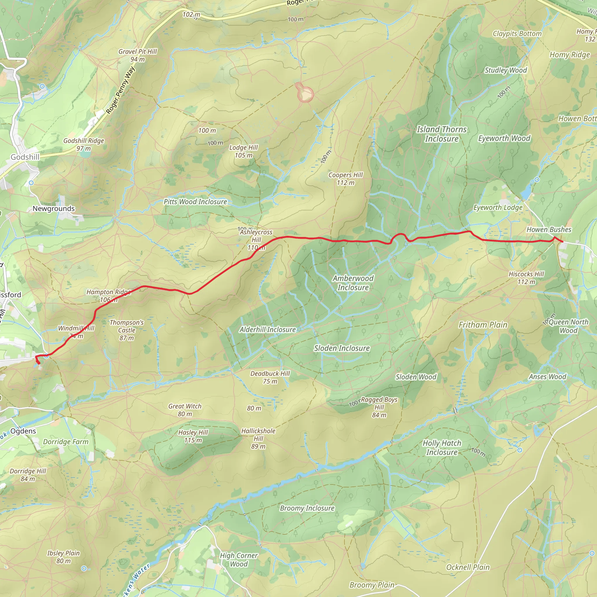 Frogham to Fritham Walk mobile static map