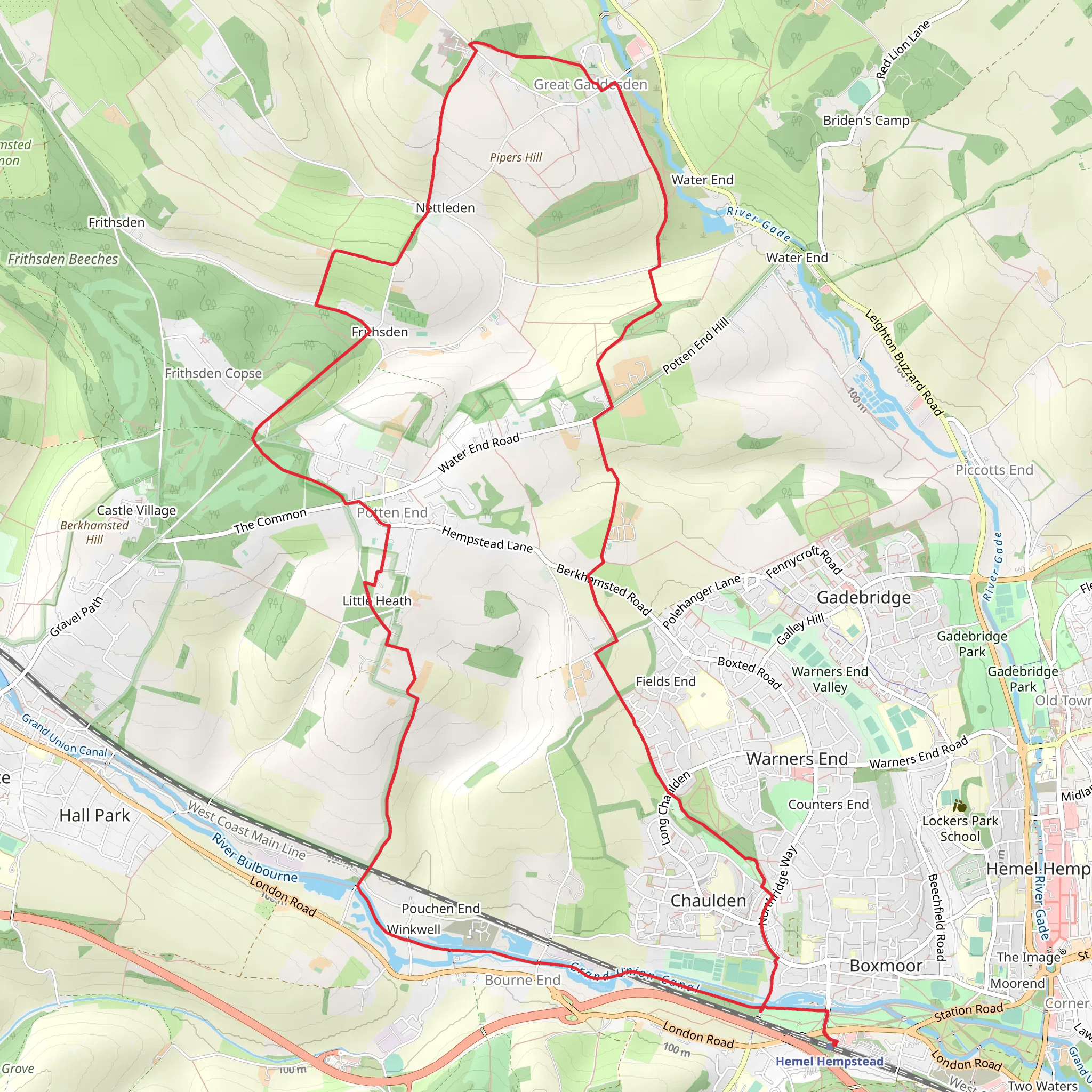 Hemel Hempstead - Great Gaddesden - Nettleden and Potten End mobile static map