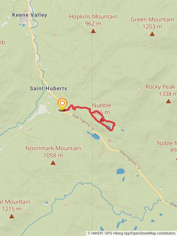 Nubble, Roaring Brook Falls and Giant Washbowl Loop mobile static map