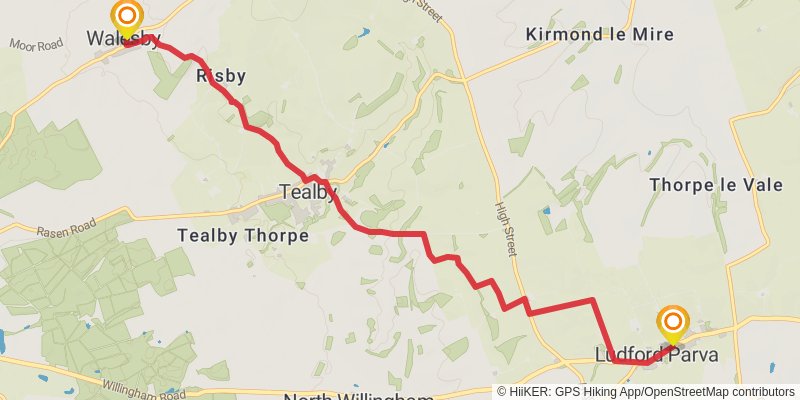 Caistor Loop via the Viking Way Alt Route stage 2 Map