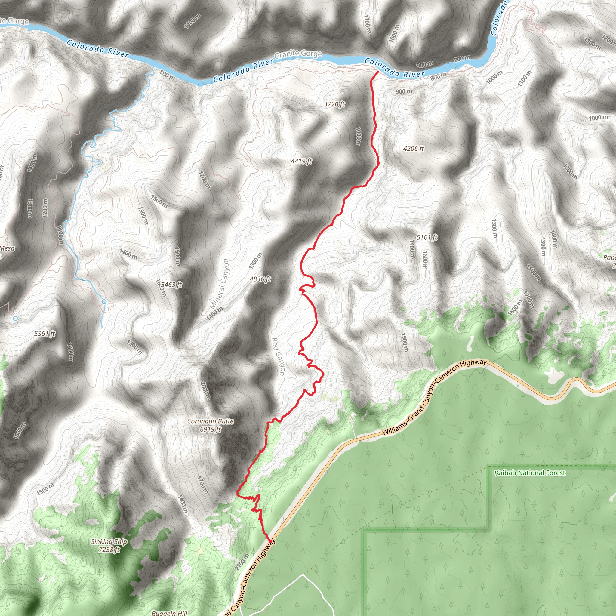 Colorado River via New Hance Trail mobile static map