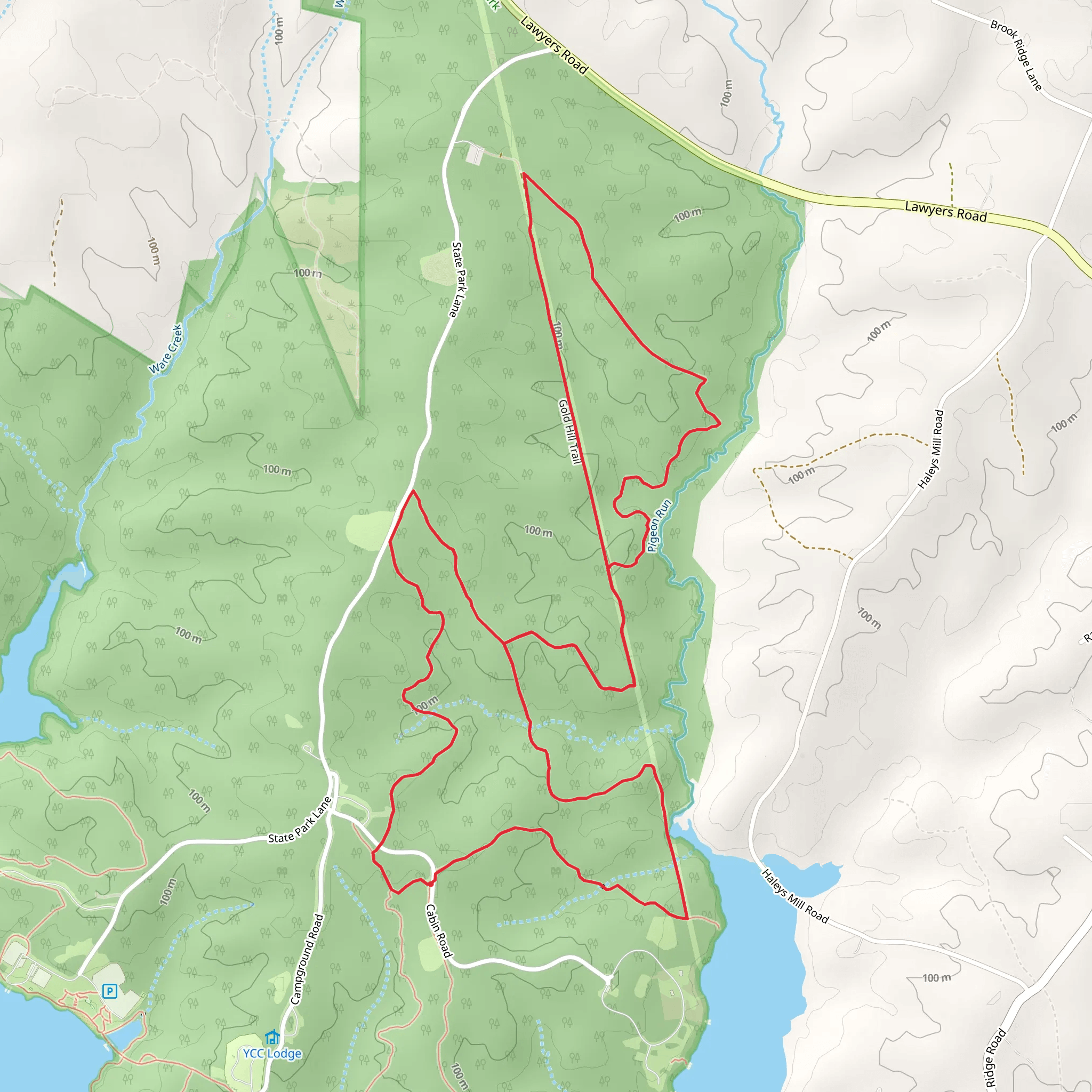 Mill Pond, Gold Hill and Sawtooth Loop Trail mobile static map