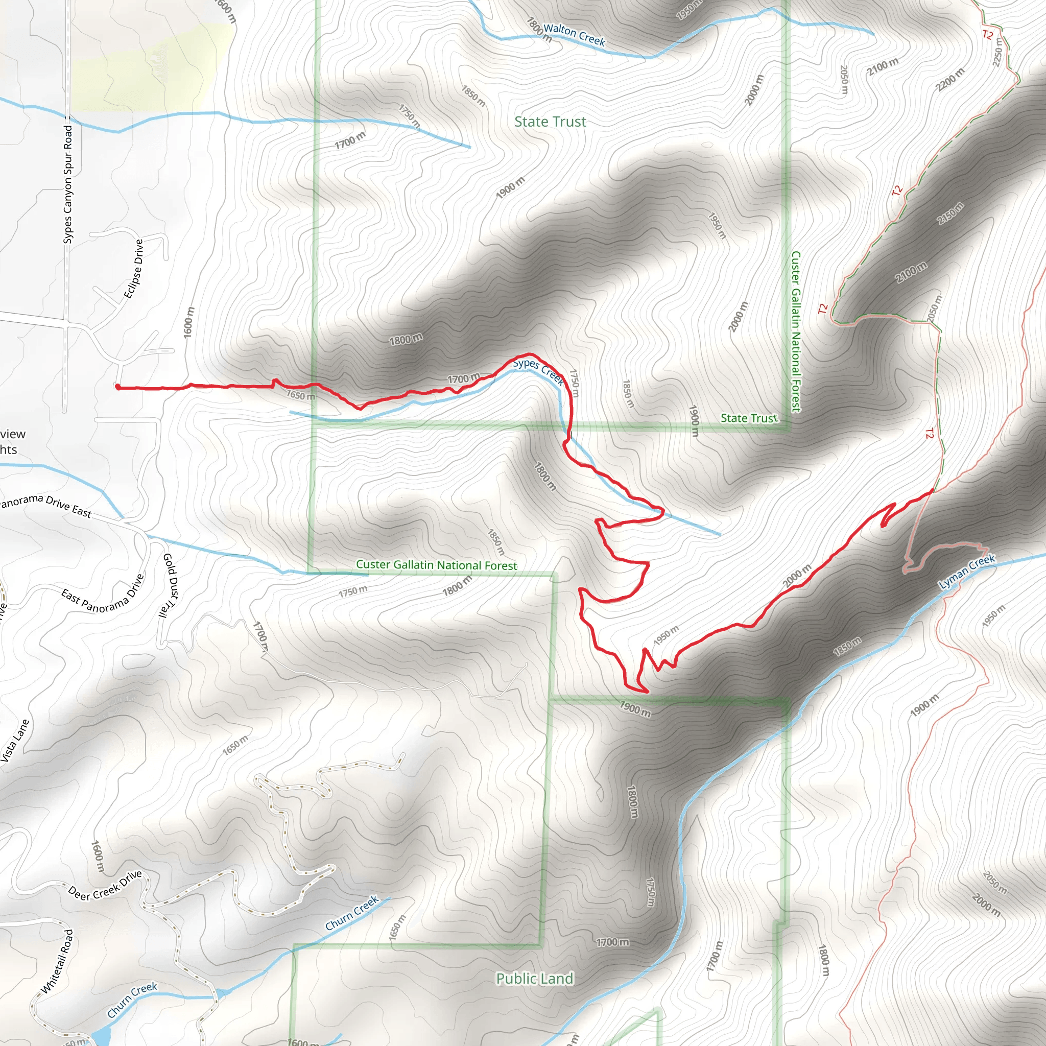 Sypes Canyon Trail mobile static map