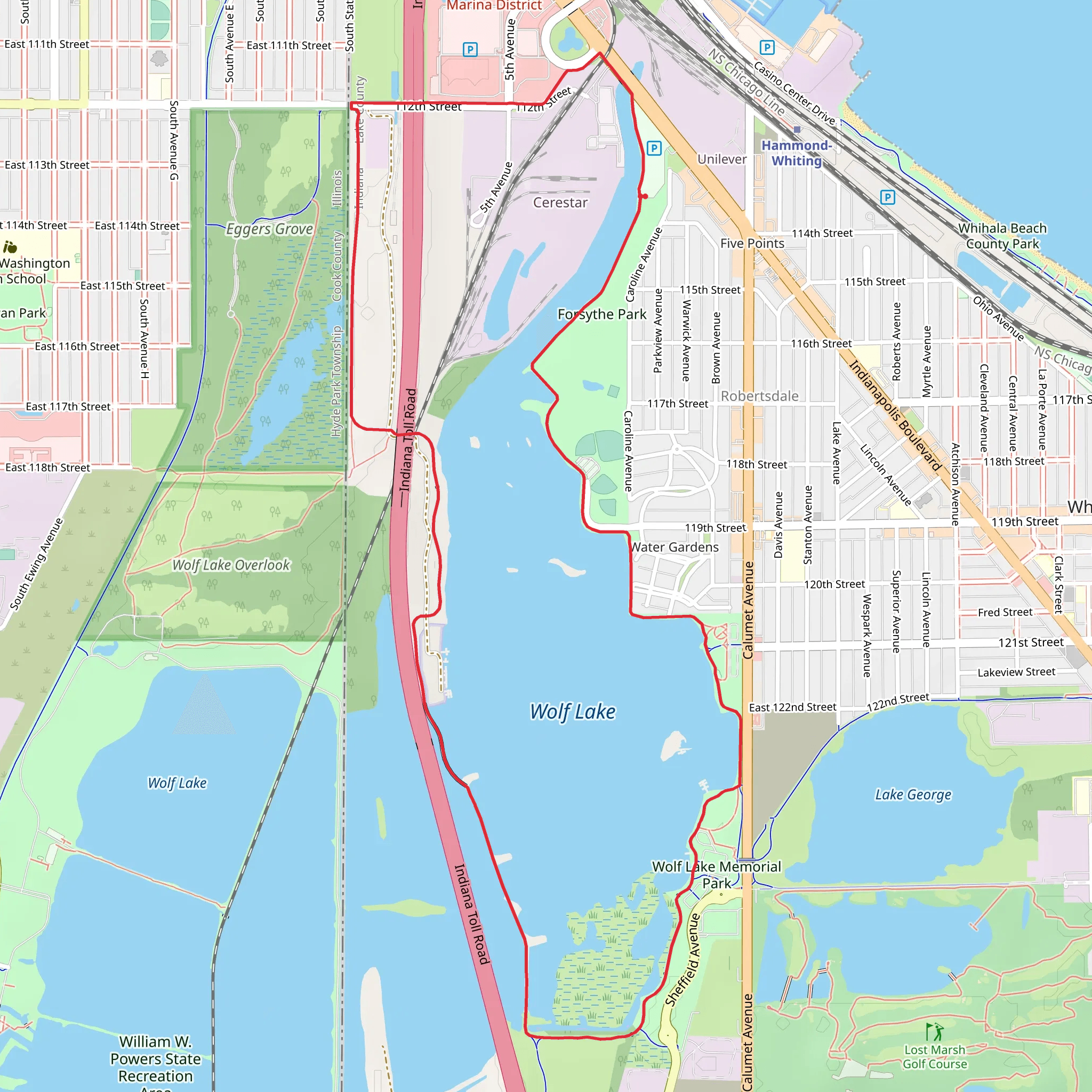 Wolf Lake Memorial and Illiana Marina Loop Trail mobile static map