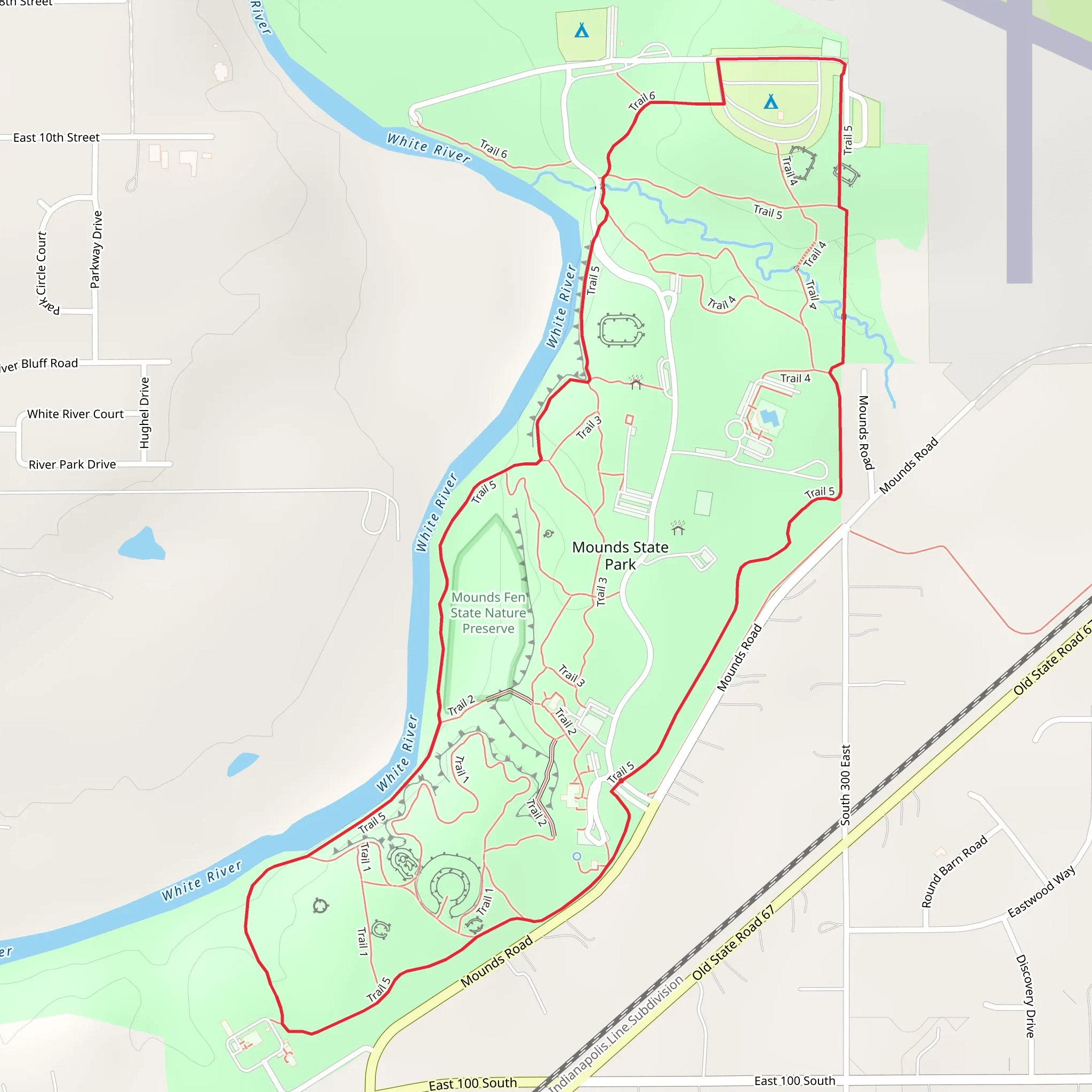 Mounds State Park Trail 5 Loop mobile static map
