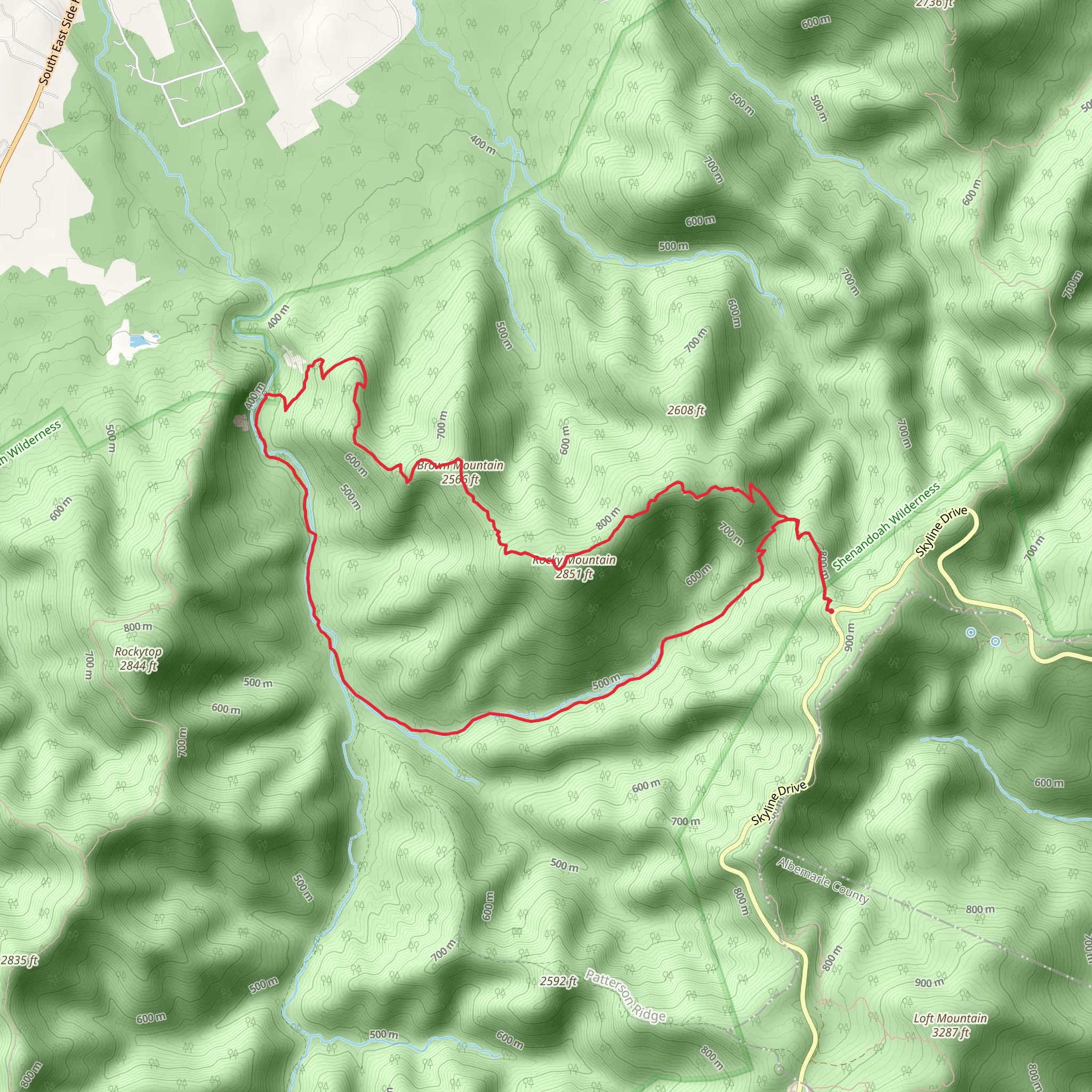 Brown Rocky Mountain Loop Trail mobile static map