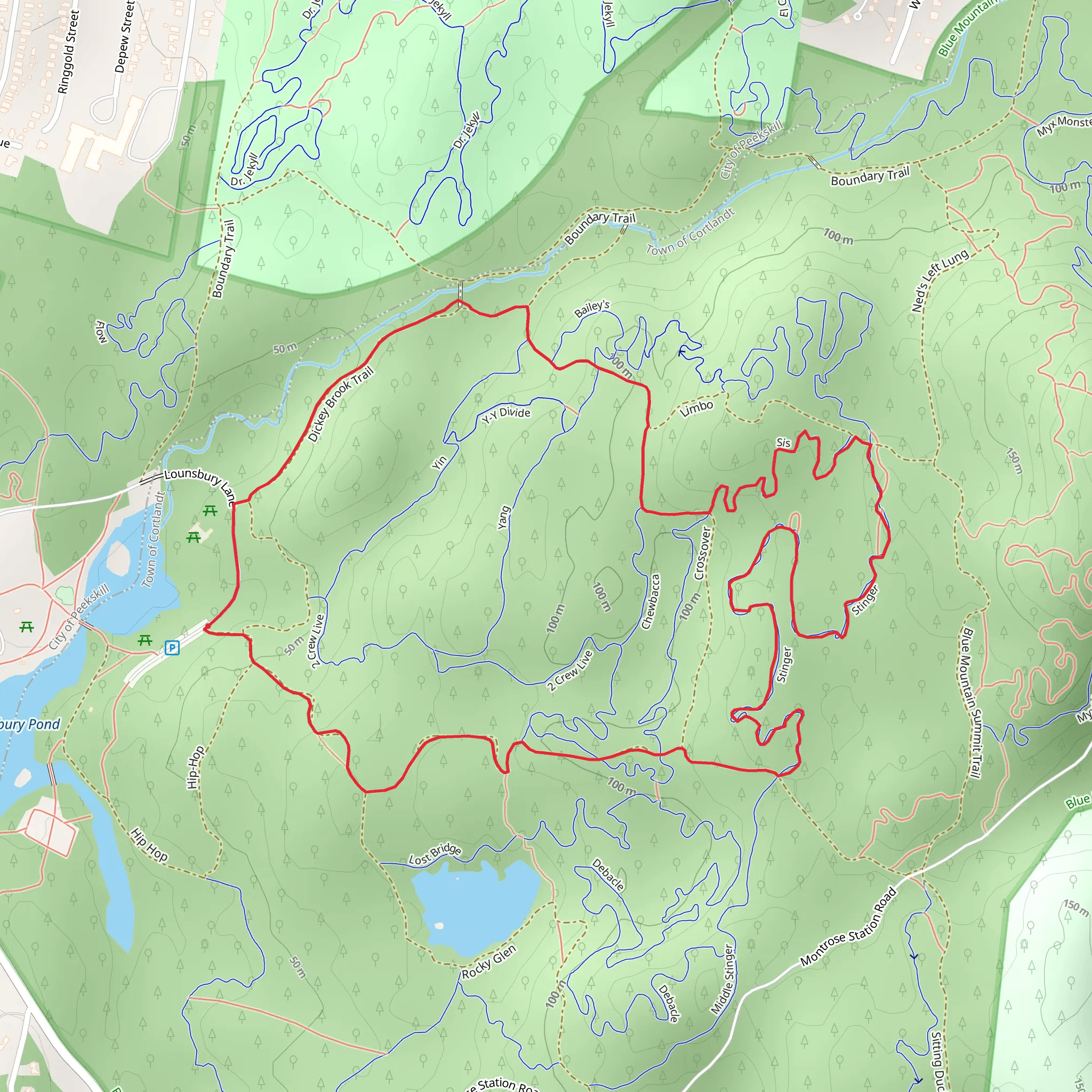 Stinger and Dickey Brook Loop Trail mobile static map