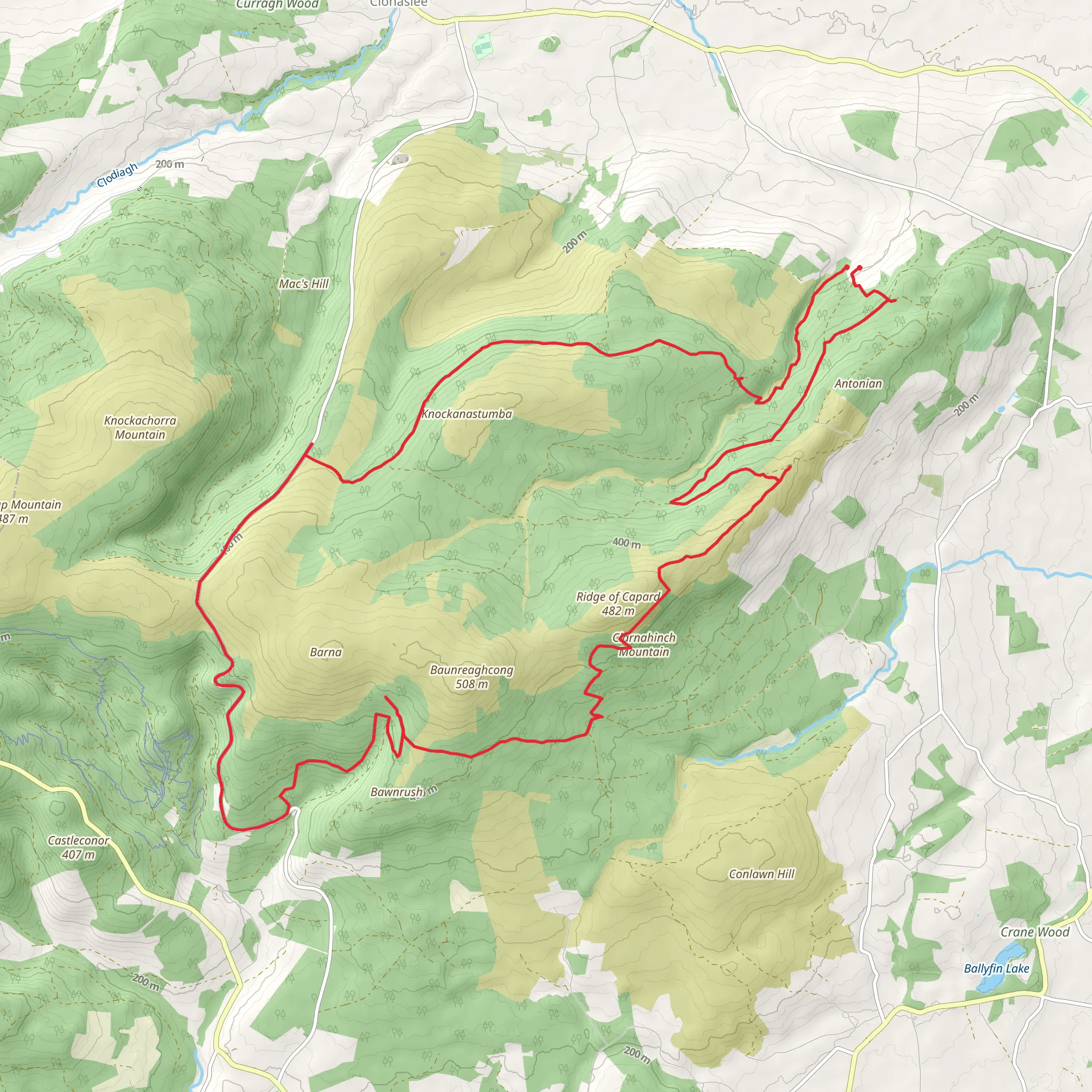 Hike from Boleybeg mobile static map