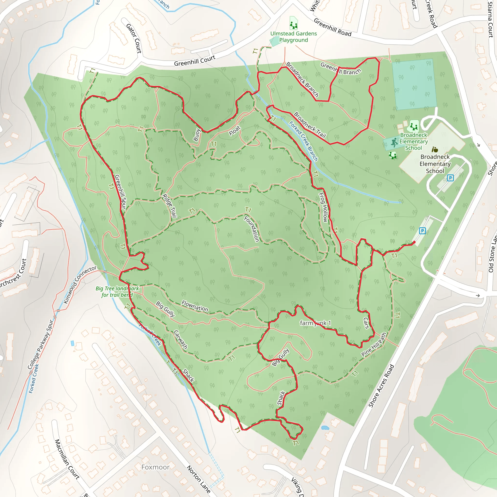 Broadneck, Greenhill Overlook and Shack Loop Trail mobile static map