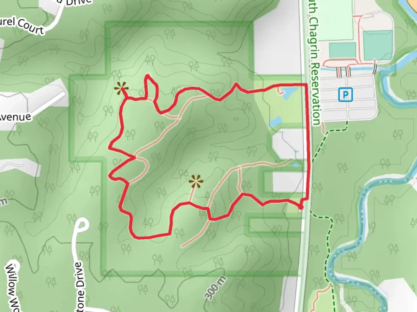 An image depicting the trail Forest Ridge Preserve Loop and its surrounding area.