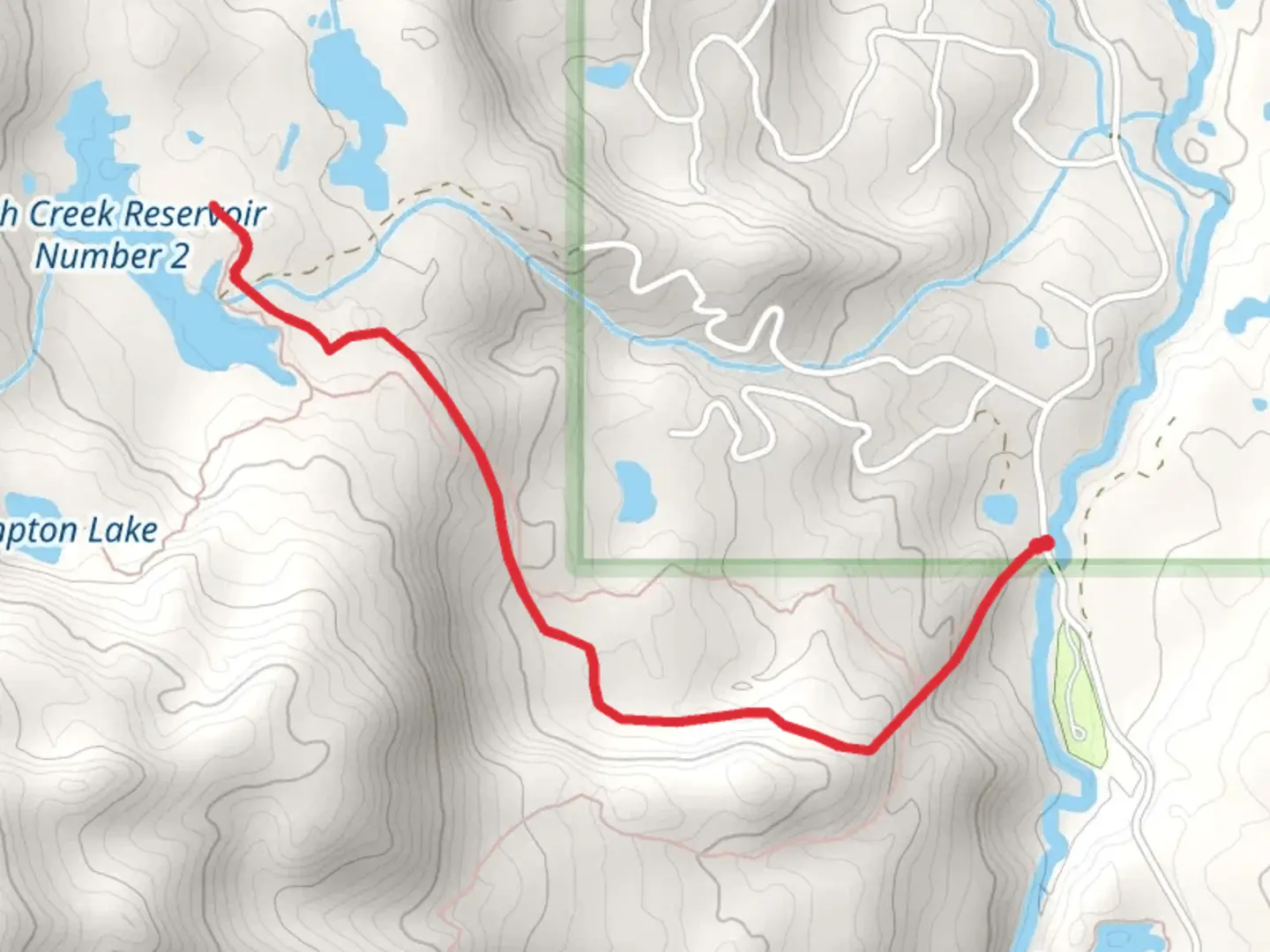An image depicting the trail Fish Creek Resevoir Trail and its surrounding area.