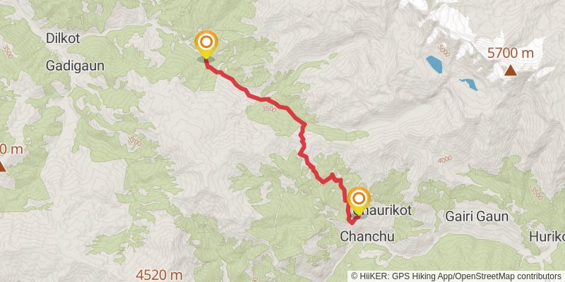 Great Himalayan Trail stage 77 Map