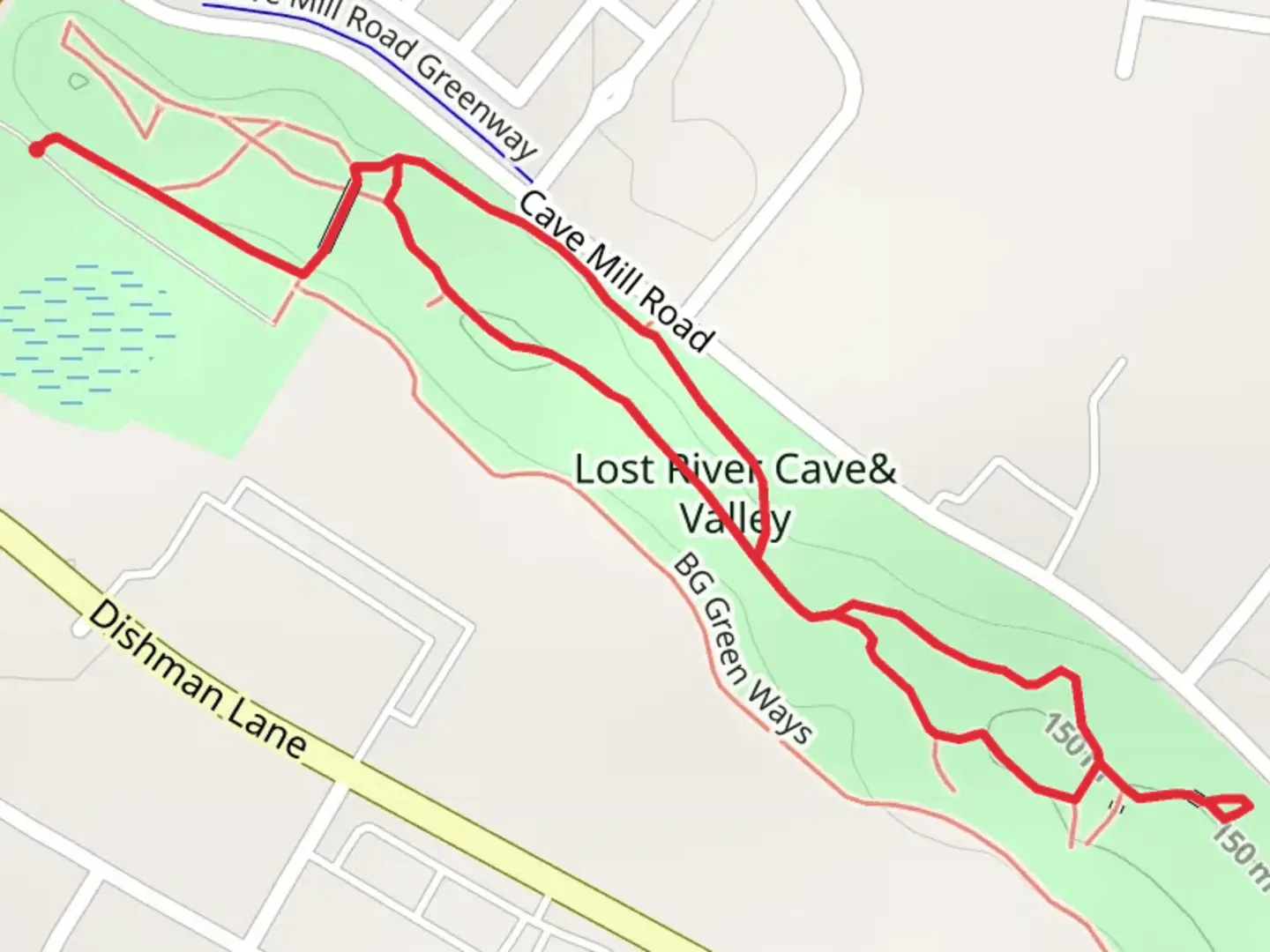 An image depicting the trail Lost River Cave and Valley Loop and its surrounding area.