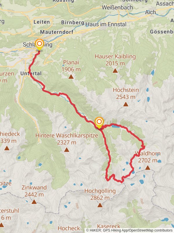 From Schladming via Wild Waters mobile static map