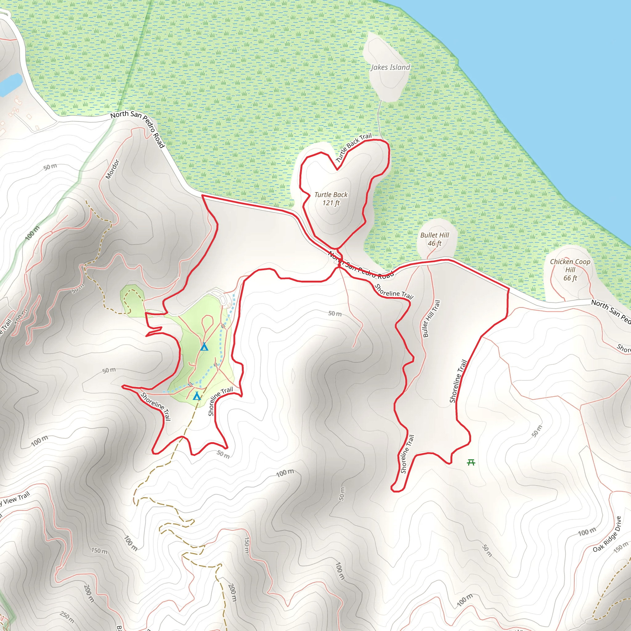Turtle Back, Bullet Hill and Shoreline Loop TrailLoop mobile static map