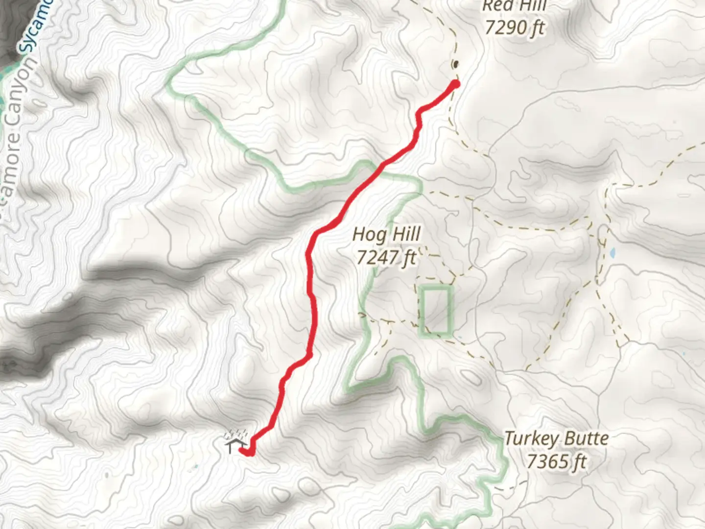 An image depicting the trail Hog Hill Trail and its surrounding area.
