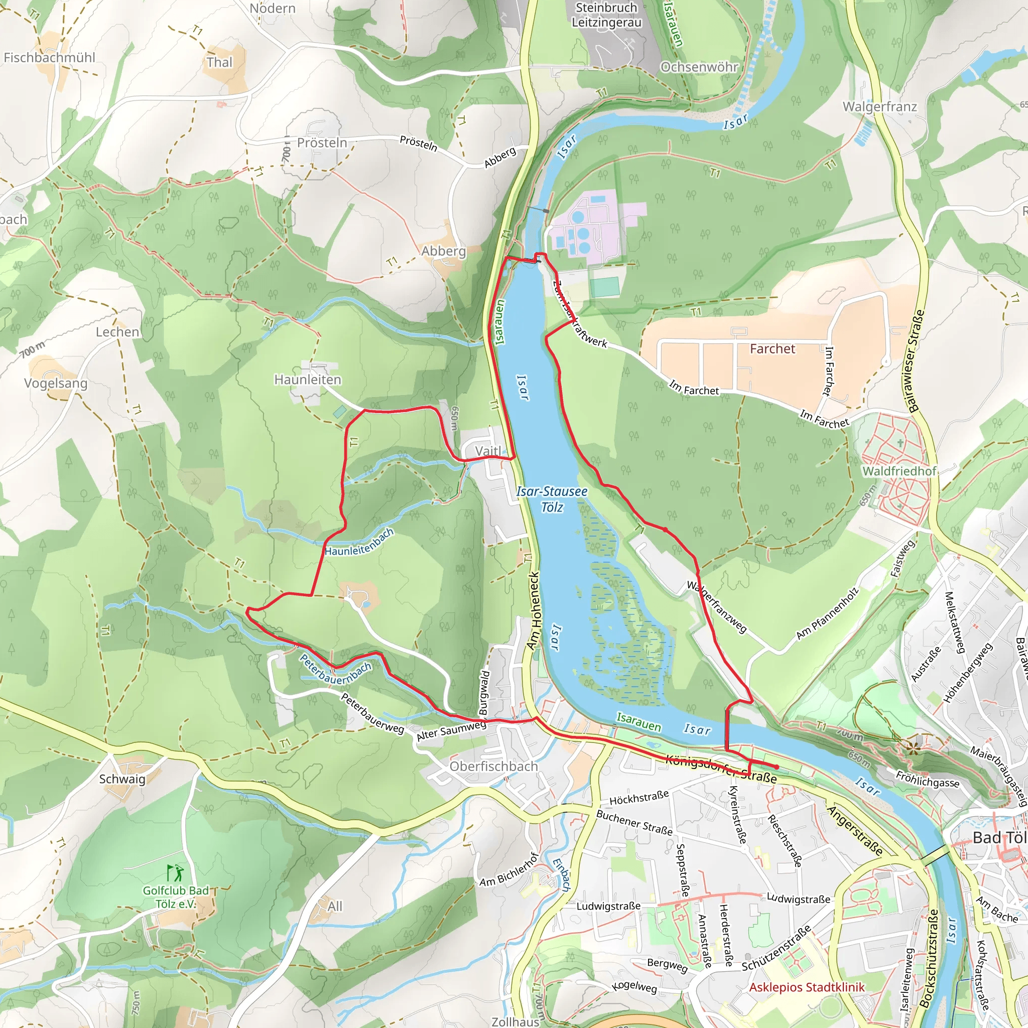 Isar Stausee Tolz and Vaitl Loop mobile static map
