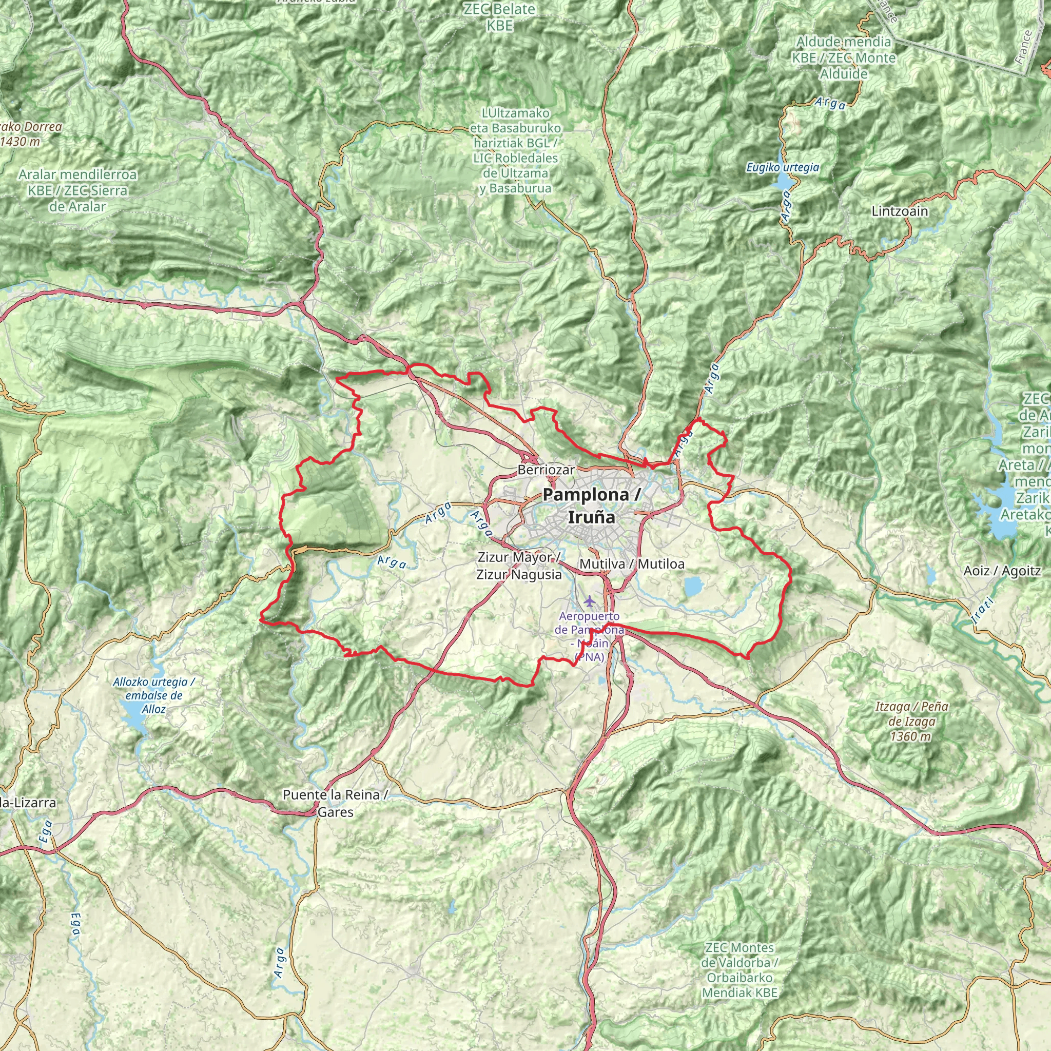 GR 220 Vuelta a la Cuenca de Pamplona mobile static map