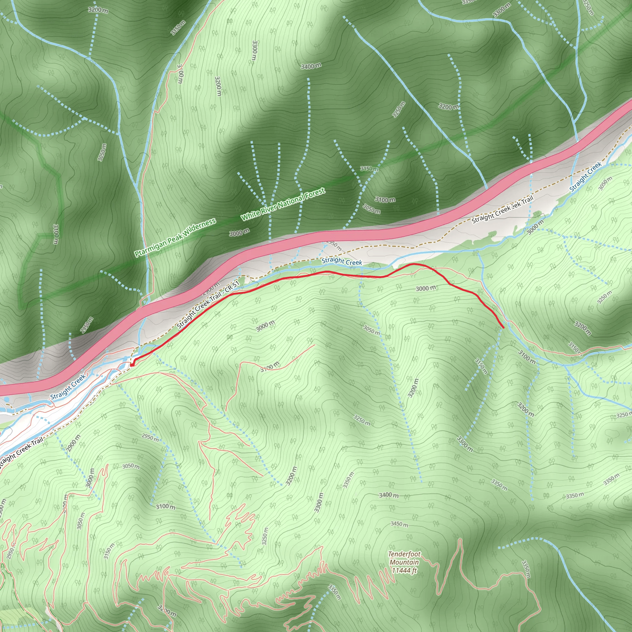 Straight Creek Southside Trail mobile static map