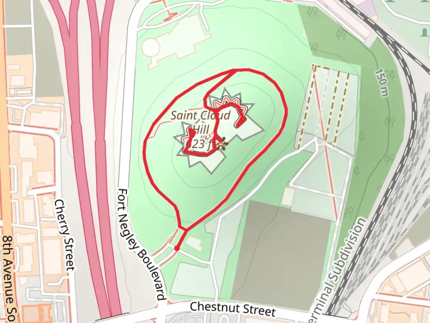 An image depicting the trail Saint Cloud Hill Loop and its surrounding area.