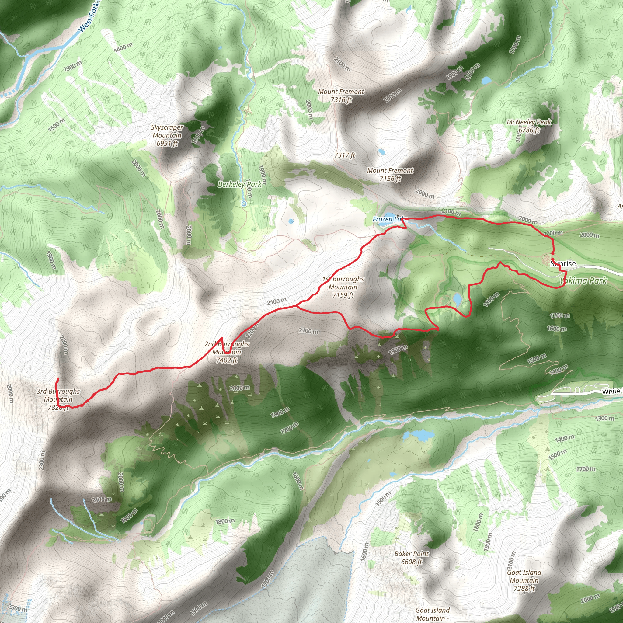 Burroughs Mountain Loop Trail mobile static map