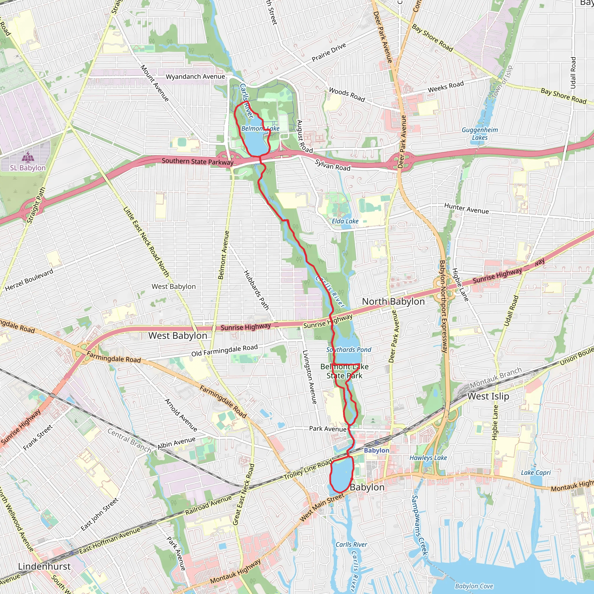 Argyle Lake, Southards Pond and Belmont Lake Walk mobile static map