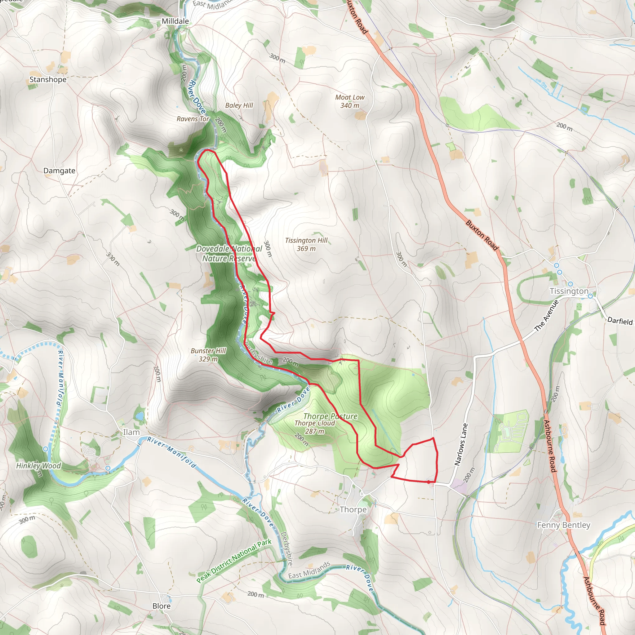 Thorpe - Upper Taylor's Wood - Dove Dale - Lin Dale mobile static map